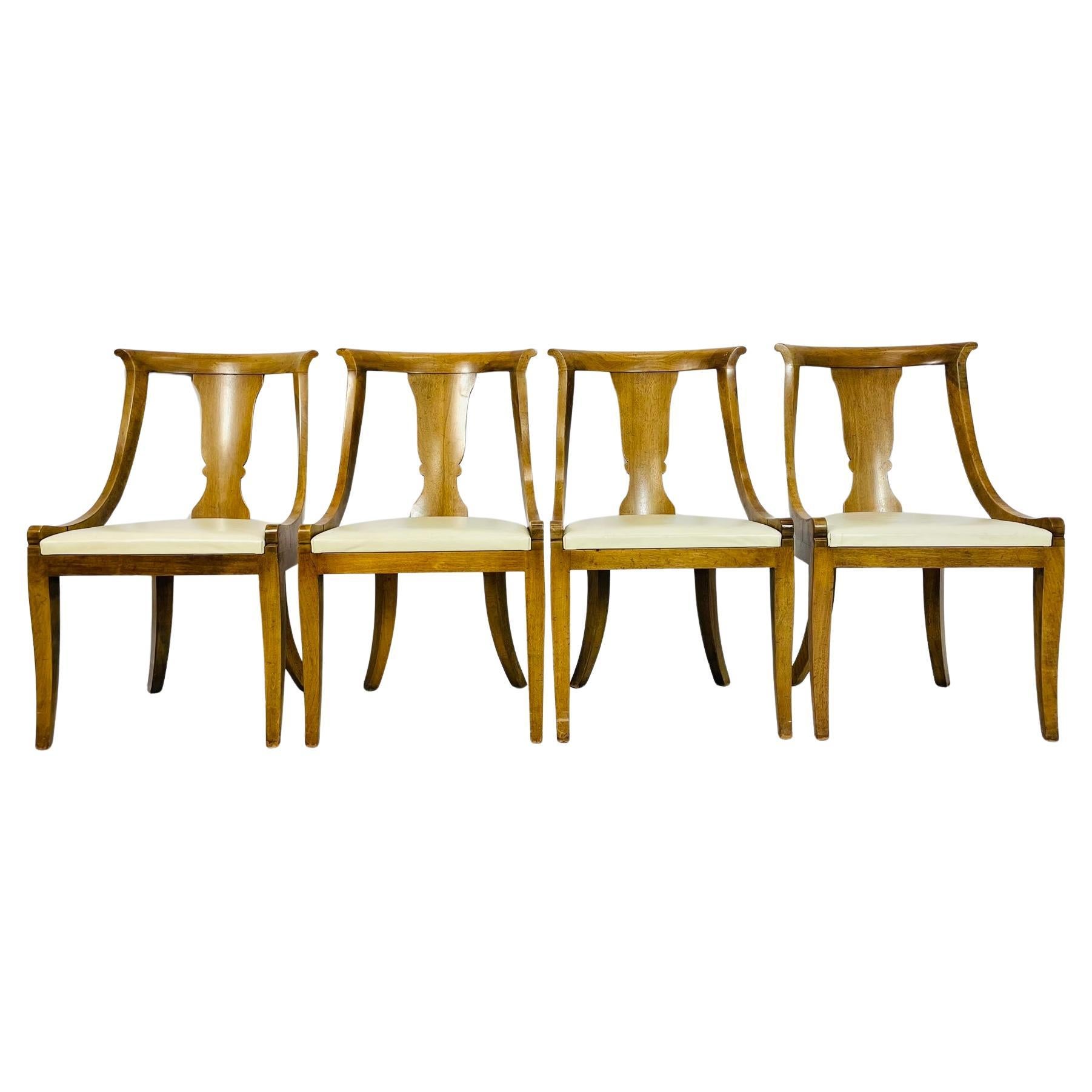 Set of Four Klismos Style Fruitwood Dining Chairs, USA 1960's