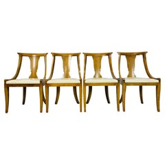 Set of Four Klismos Style Fruitwood Dining Chairs, USA 1960's
