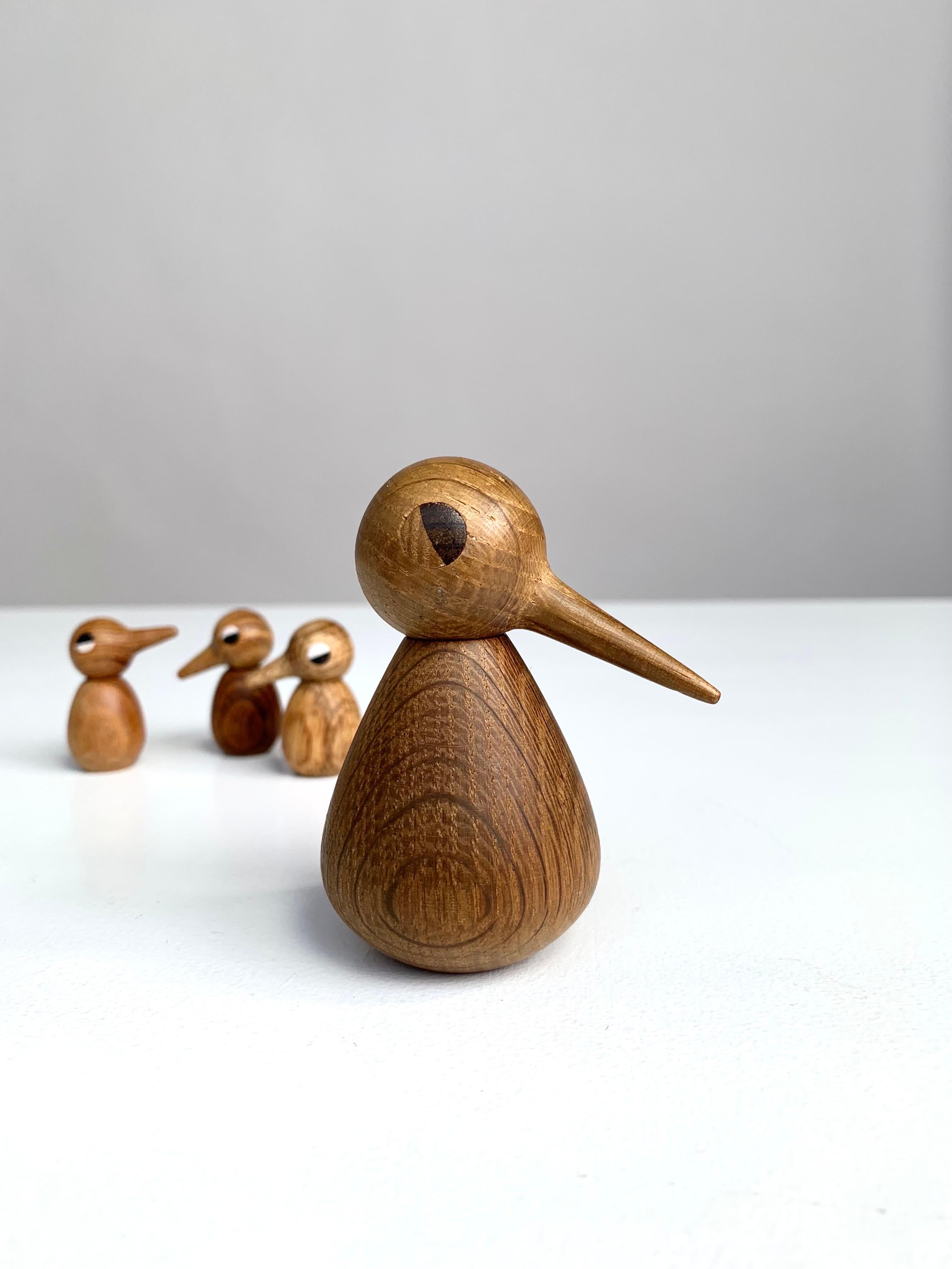 Hand-Carved Set of Four Kristian Vedel Birds Oak for Torben Ørskov, Denmark, 1960s