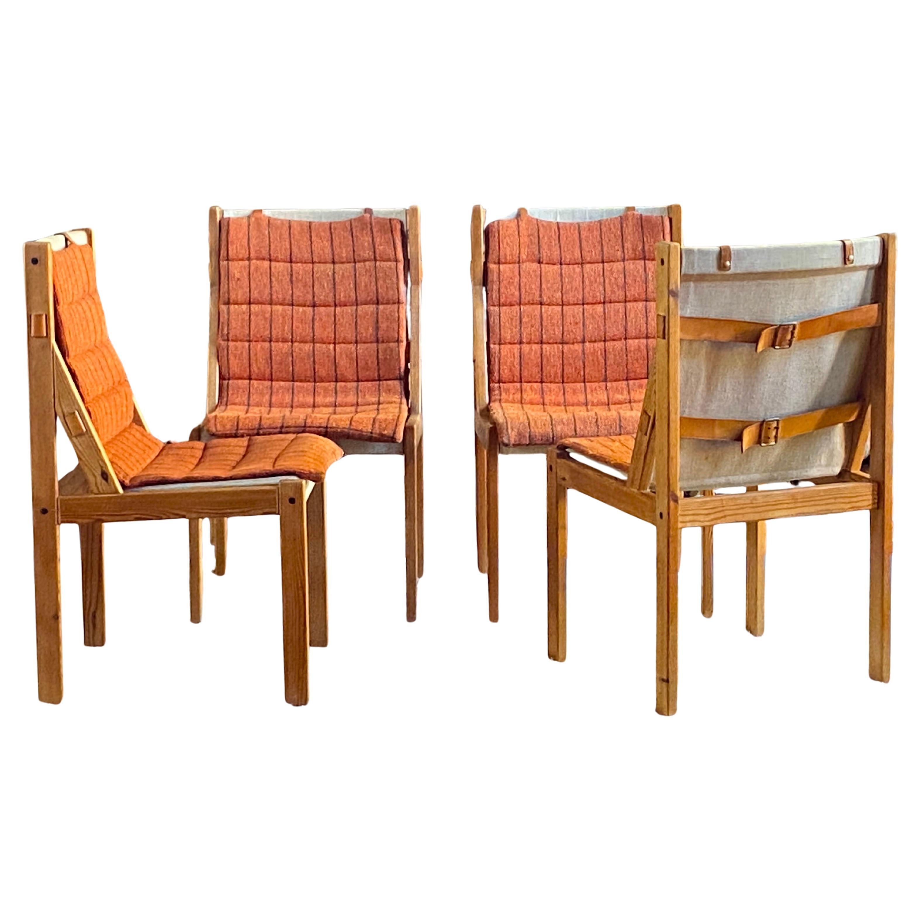 Ensemble de quatre chaises de salle à manger en cuir safari de Kurt Ostervig pour AM Mobler en vente