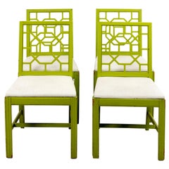 Set of Four Lacquered Chinese Chippendale Style Side Chairs