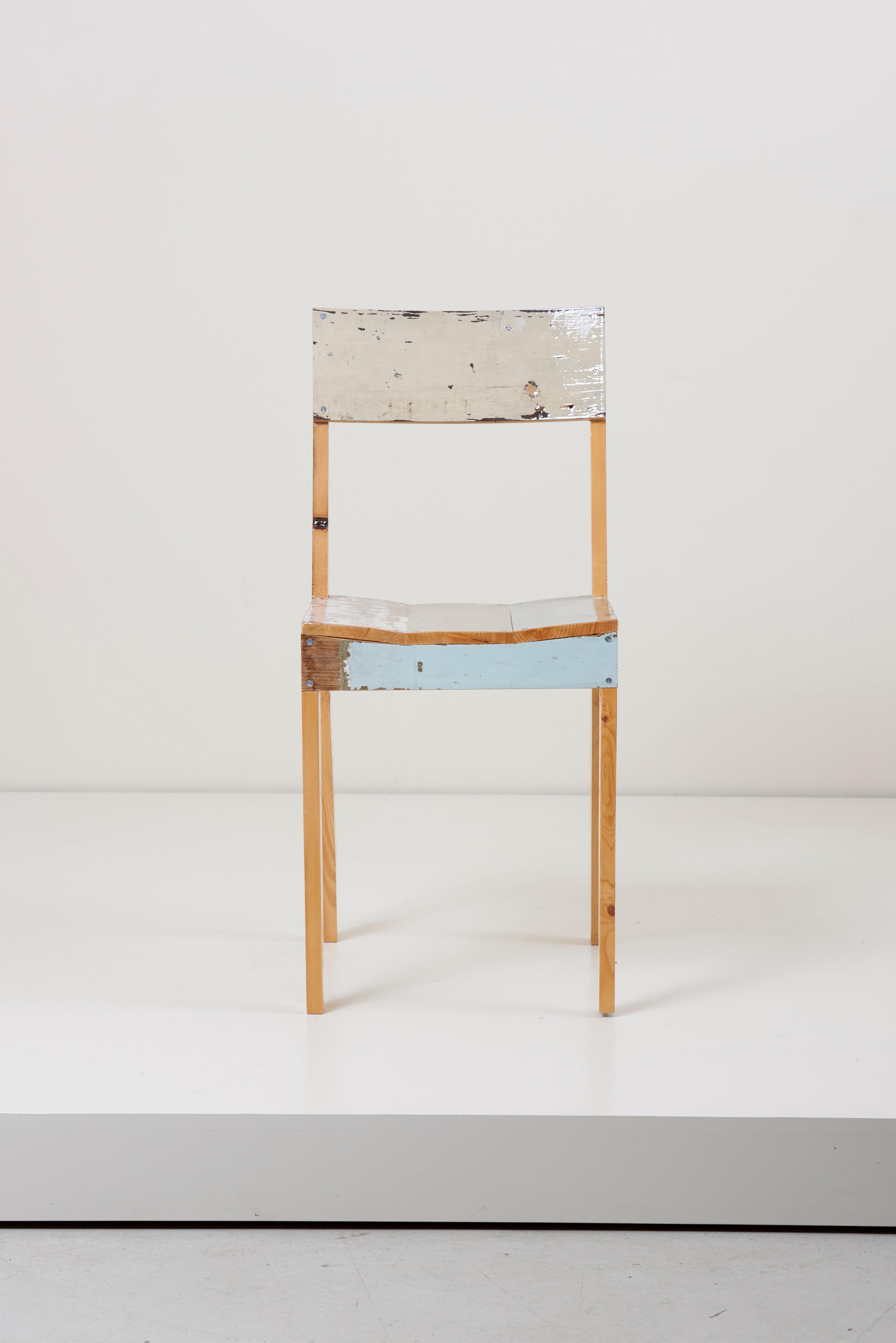 Scrapwood chairs in lacquered oak made of reclaimed wood by Piet Hein Eek.