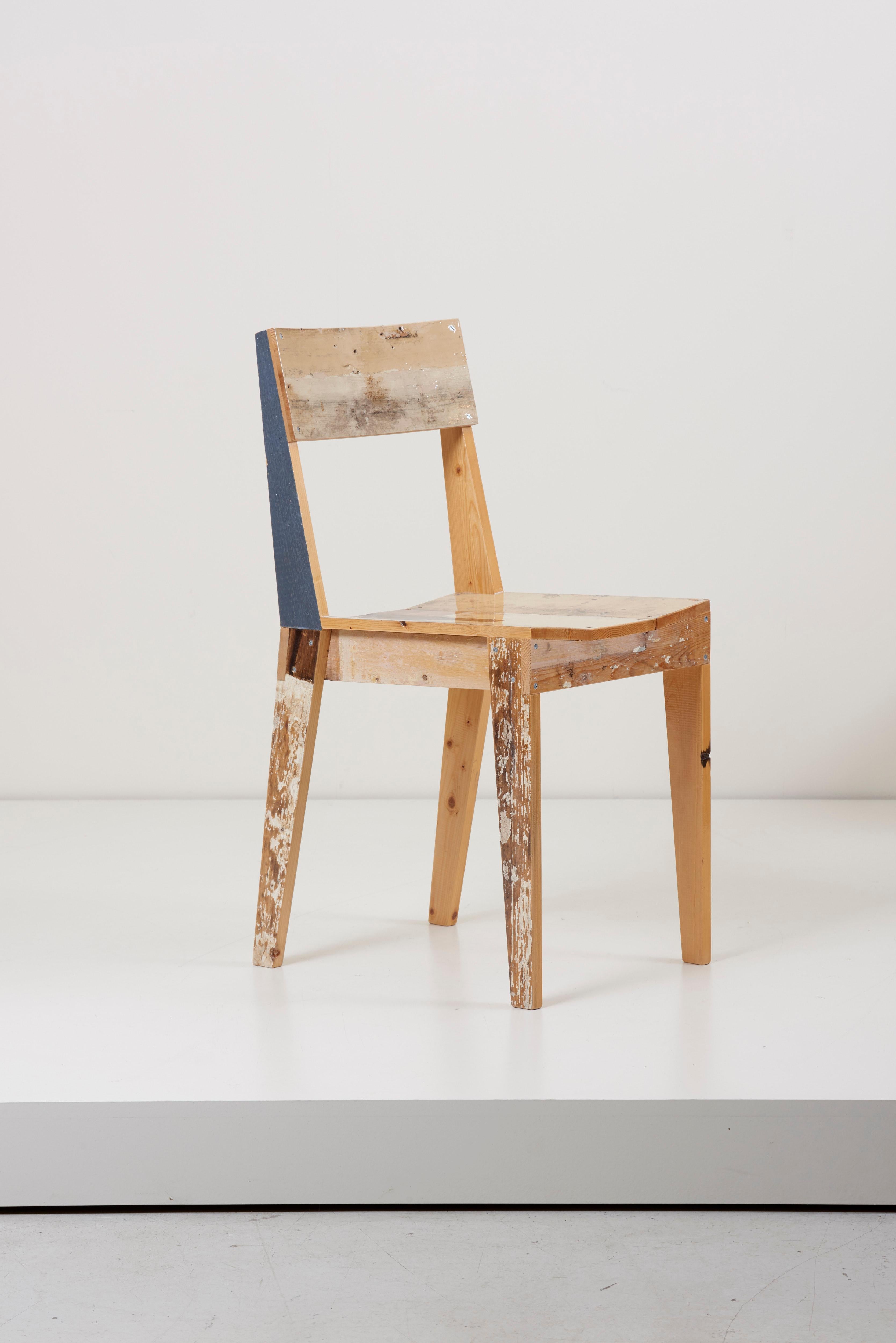 Dutch Set of Four Lacquered Oak Chairs in Scrapwood by Piet Hein Eek