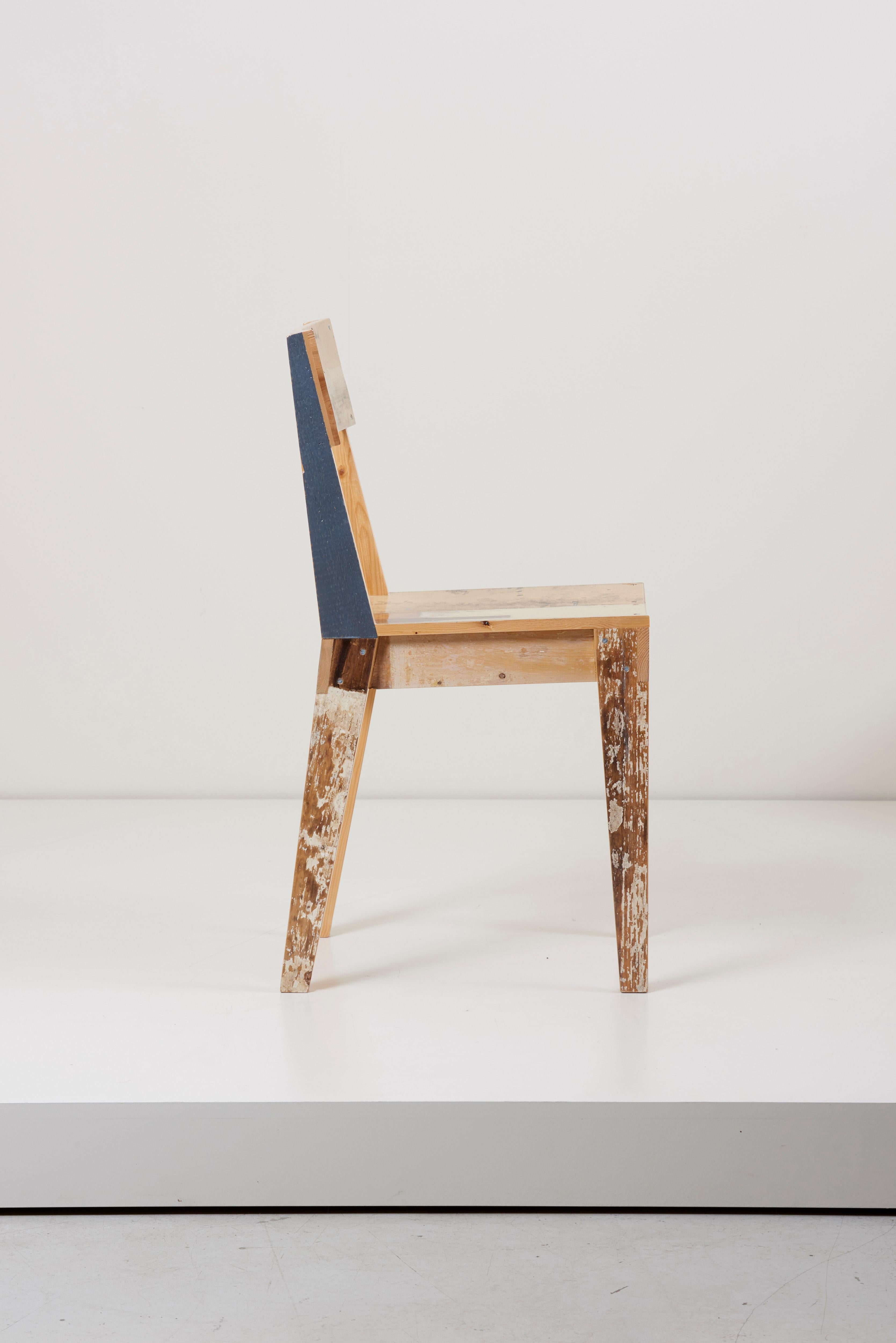 Set of Four Lacquered Oak Chairs in Scrapwood by Piet Hein Eek In Excellent Condition In Berlin, DE