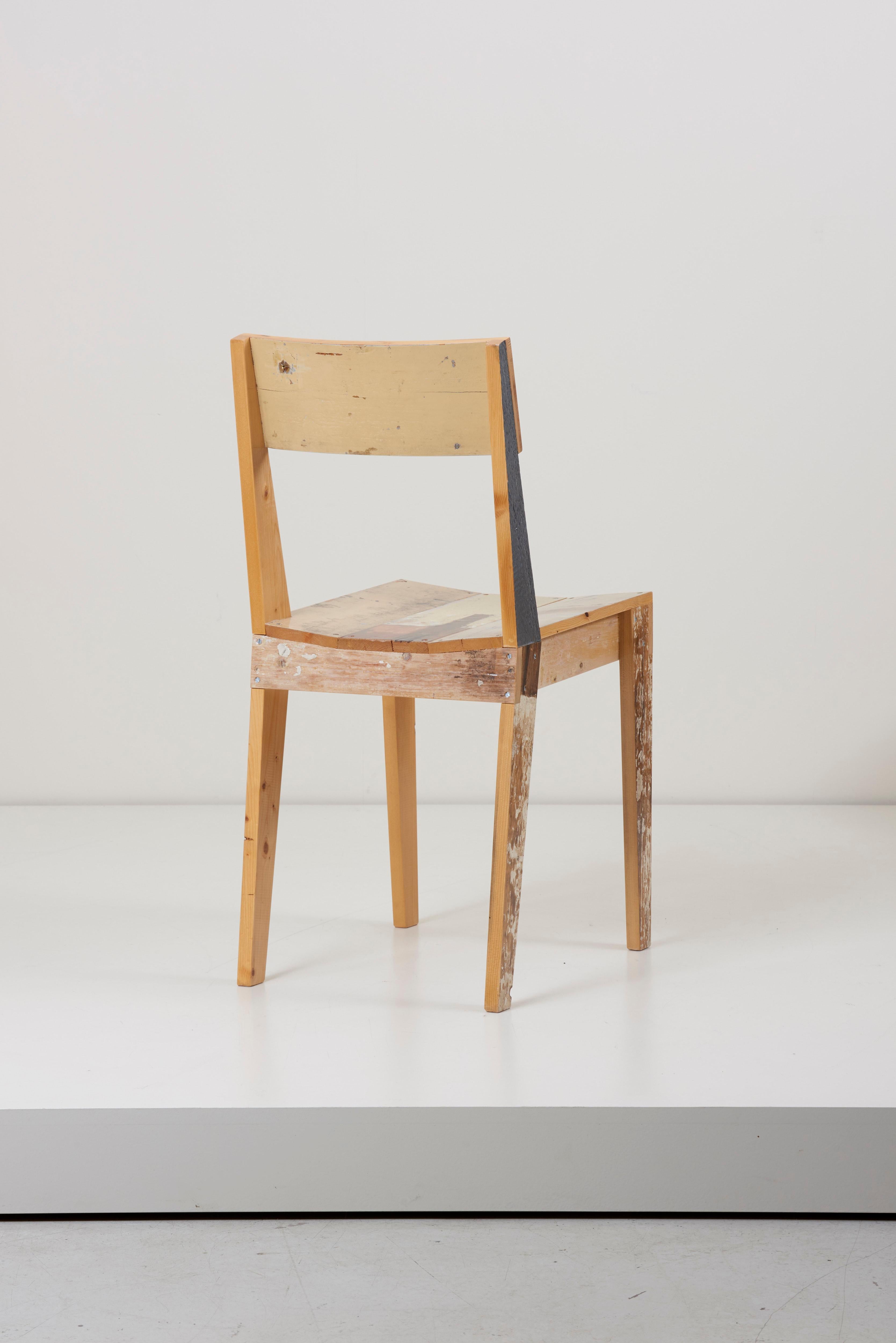 Contemporary Set of Four Lacquered Oak Chairs in Scrapwood by Piet Hein Eek
