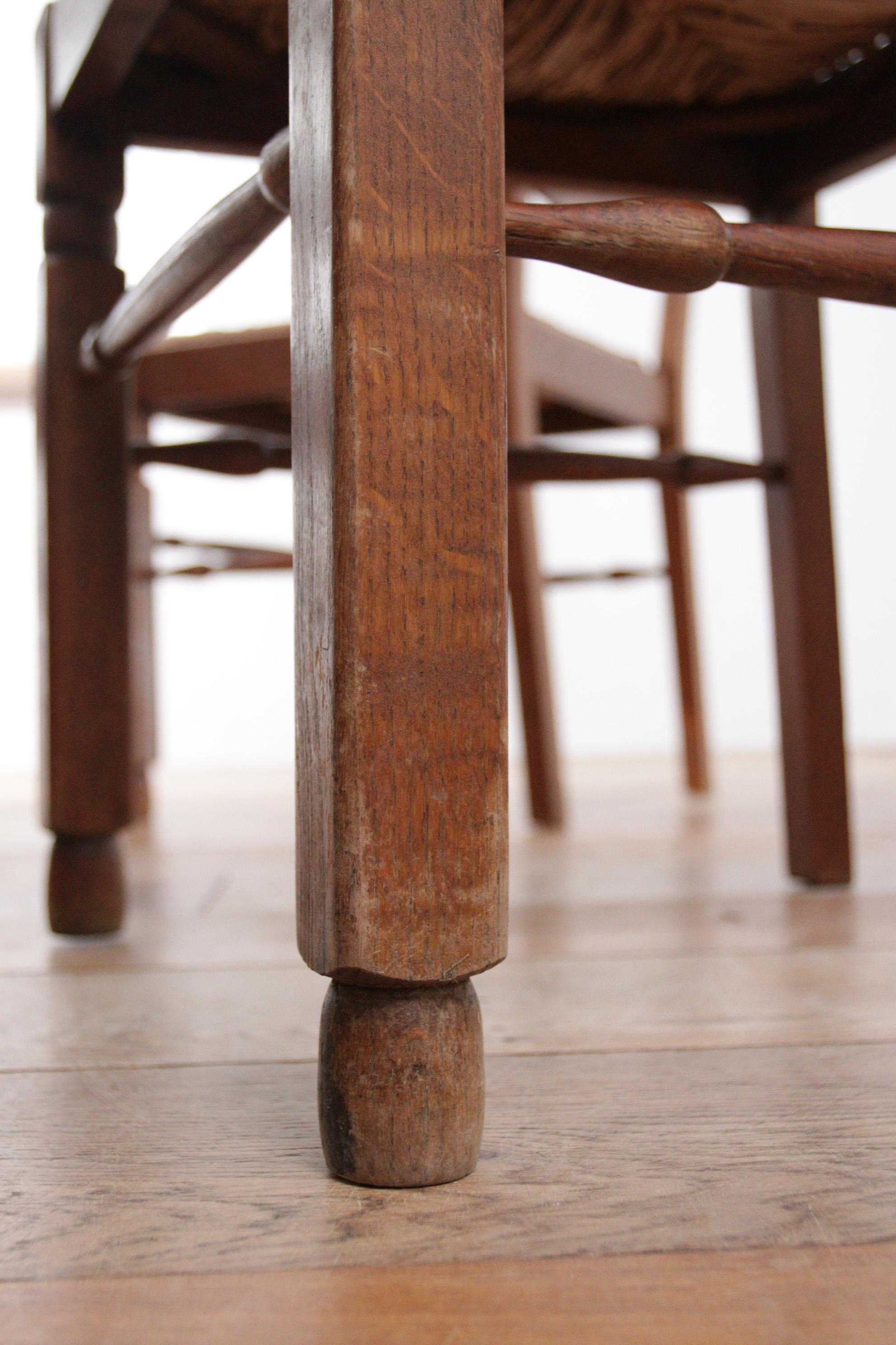 Late 20th Century  Set of Four Ladder Back Oak Rush Seat Dining Chairs For Sale