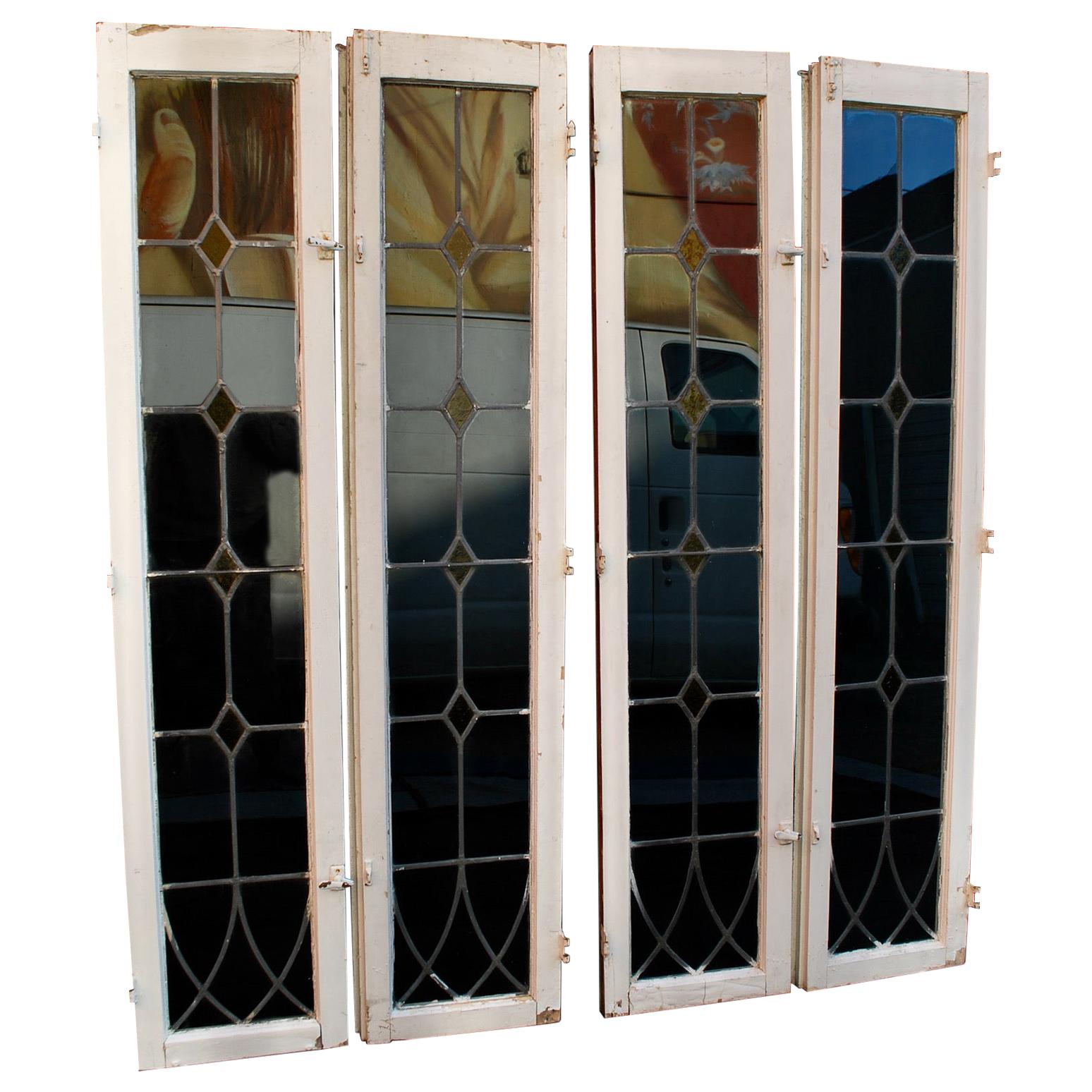 Set of Four Large 1920s Windows For Sale