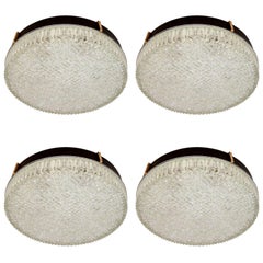 Three Large 1960s Flush Mount Glass Pendant or Wall Lights by N Leuchten