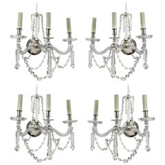 Set of Four Large 19th Century English Cut-Glass Wall Lights