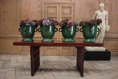Set of Four Large Anduze Glazed Terracotta Planters, Early 20th Century