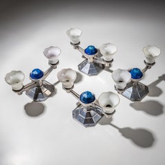 Set of Four Large Art Deco Railway Ceiling Lights, Italy, 1930s/40s