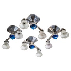 Set of Four Large Art Deco Railway Ceiling Lights, Italy, 1930s/40s