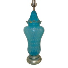 Set of Four Large Blue Murano Lamps, Sold per Pair