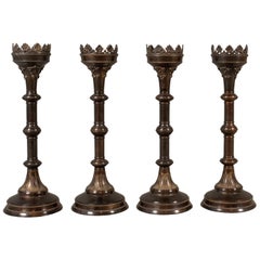 Set of Four Large Candlesticks, Torcheres, Victorian Taste, Gothic Overtones