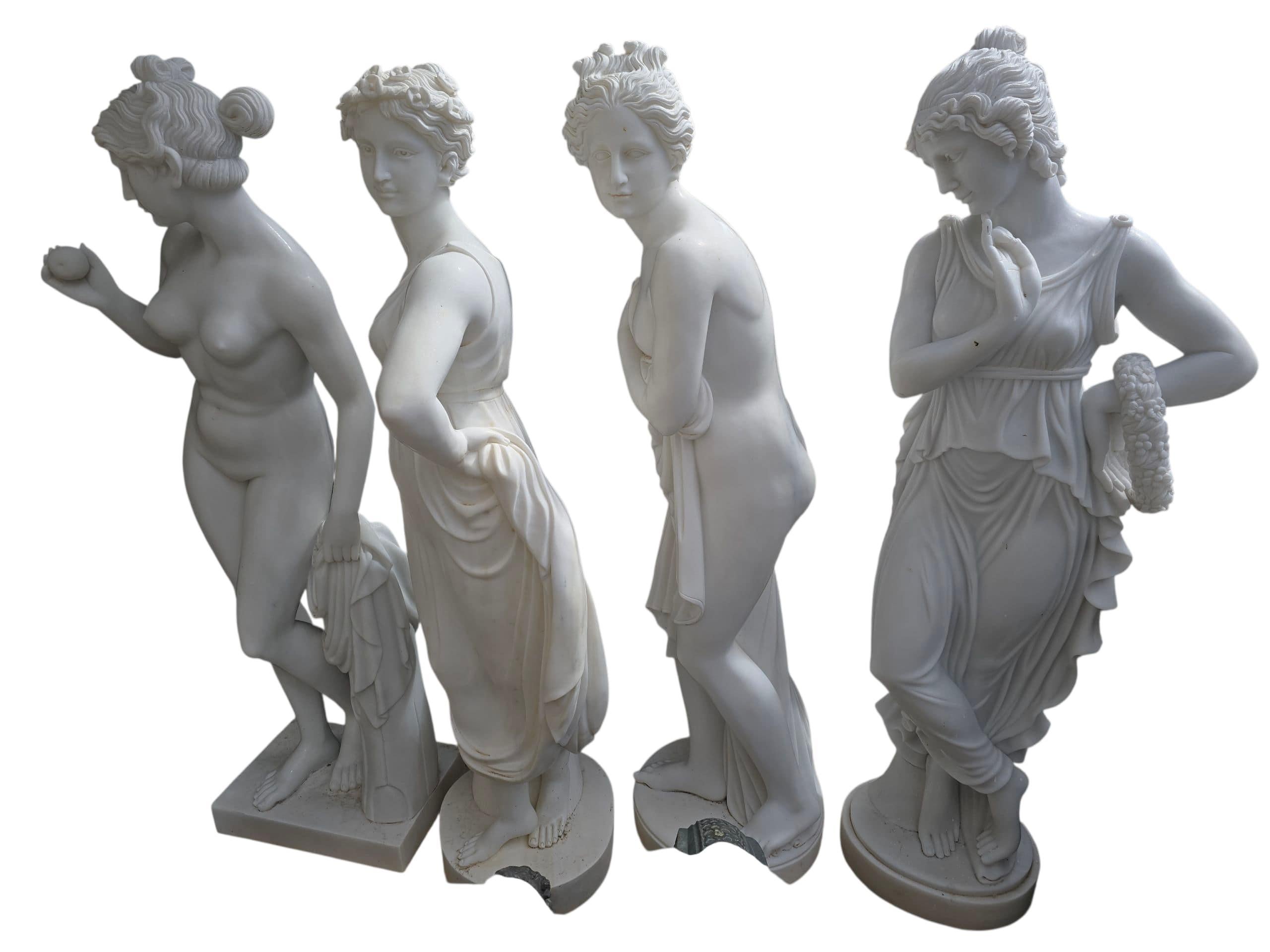 Satz von vier großen Statuen aus Carrara-Marmor, die die Four Seasons darstellen im Zustand „Gut“ im Angebot in Madrid, ES
