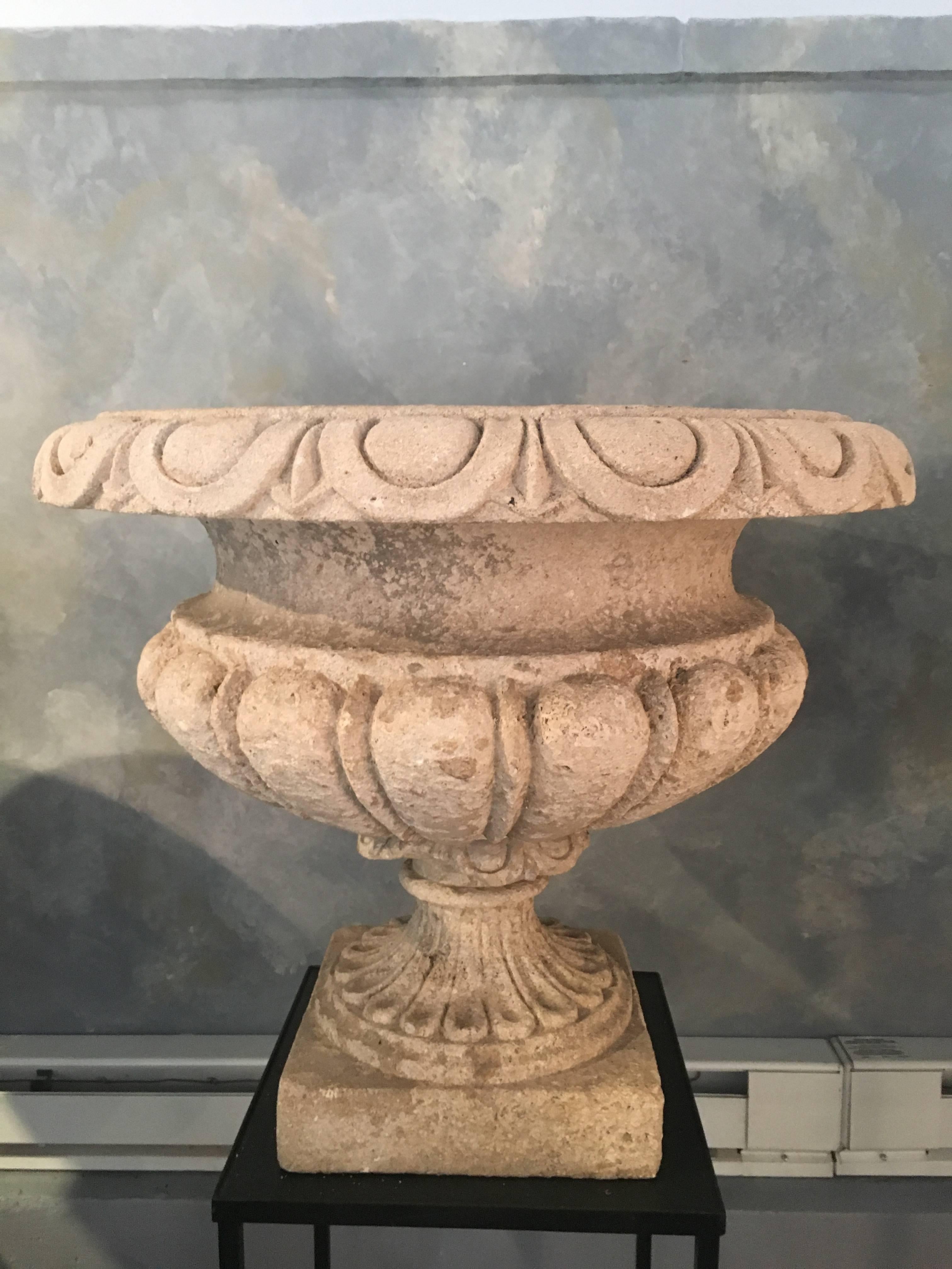 Set of Four Large Carved Limestone Urns from Michael and Diandra Douglas Estate 7