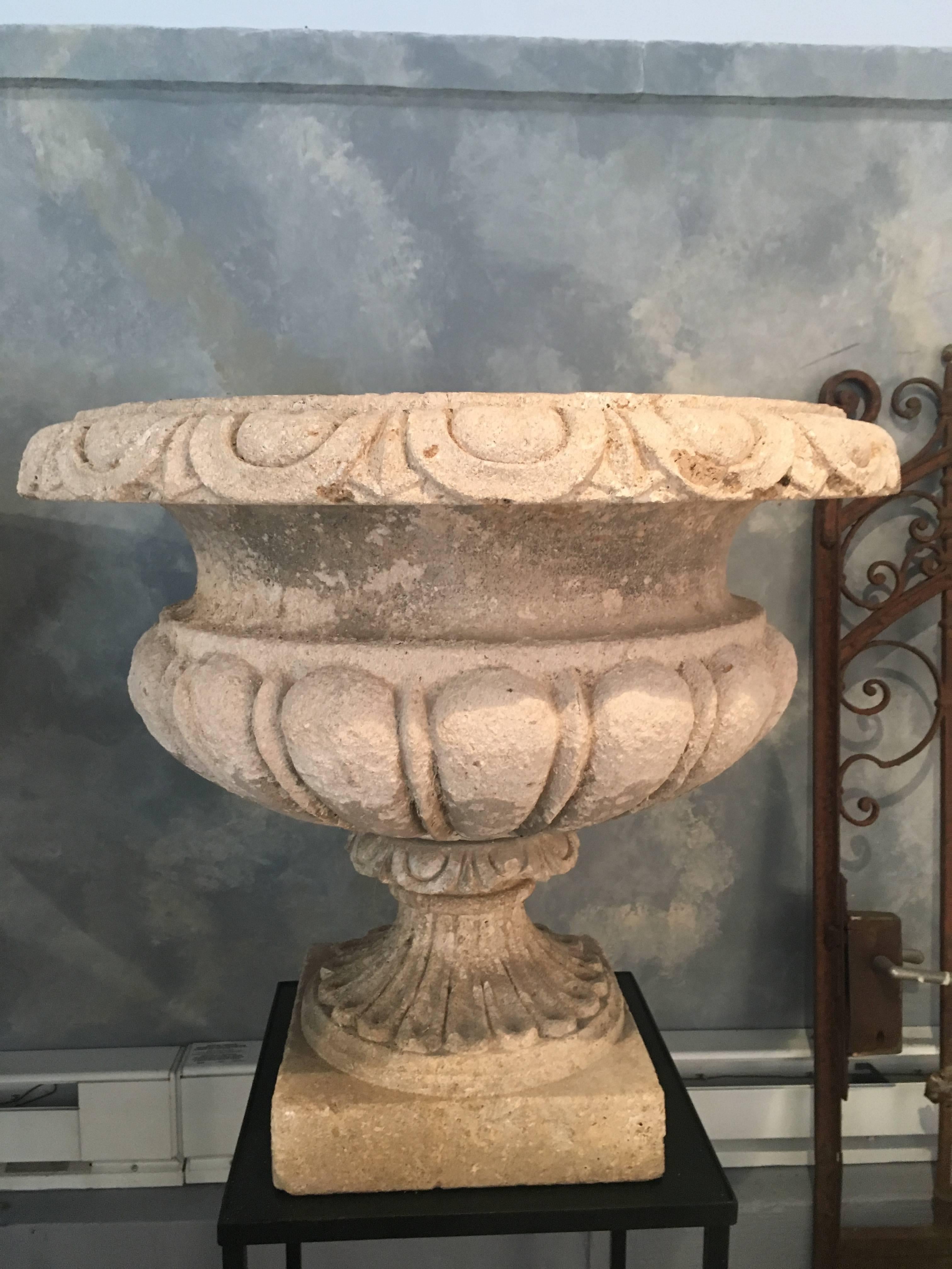 Set of Four Large Carved Limestone Urns from Michael and Diandra Douglas Estate 8