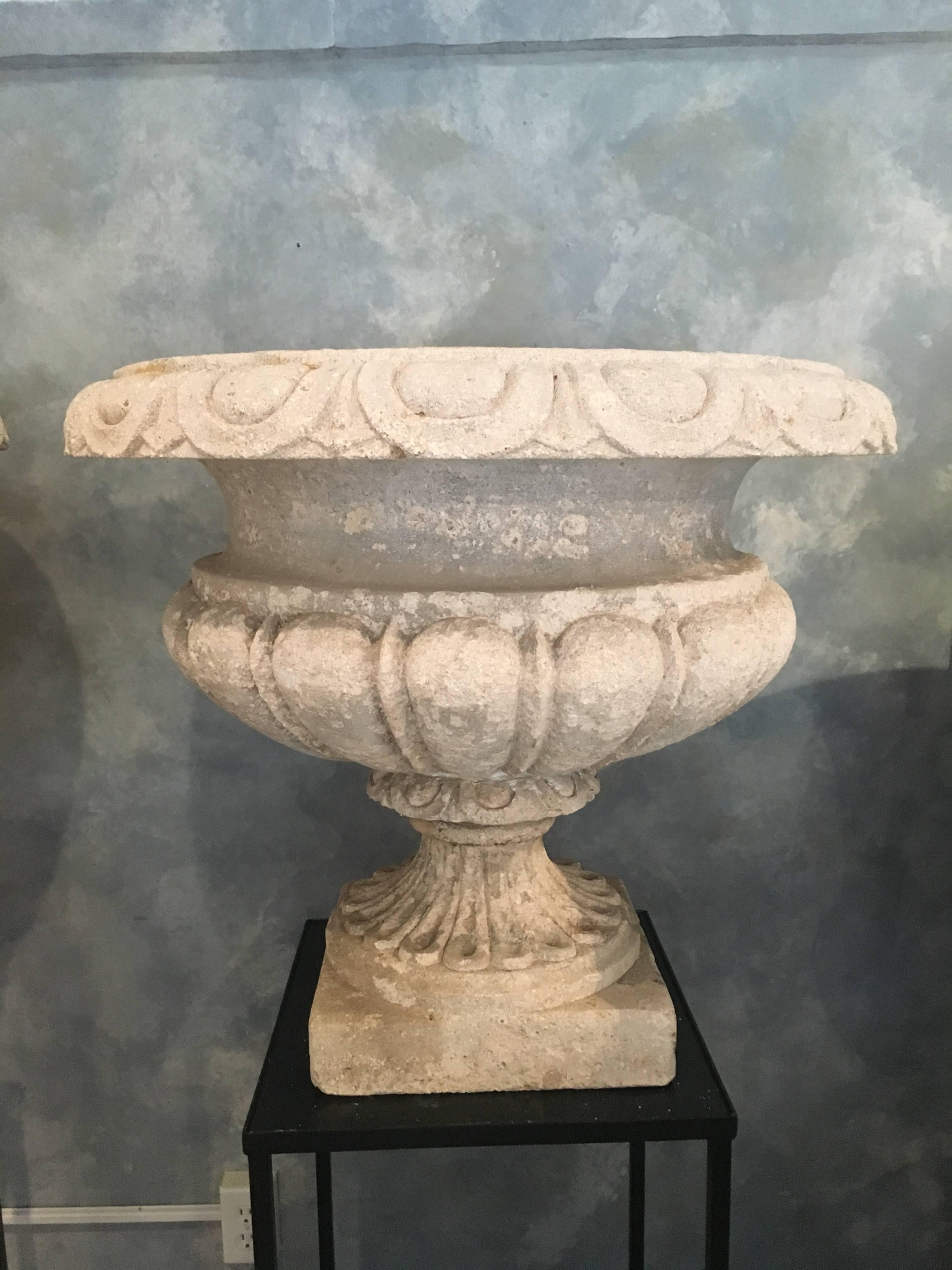Set of Four Large Carved Limestone Urns from Michael and Diandra Douglas Estate 9