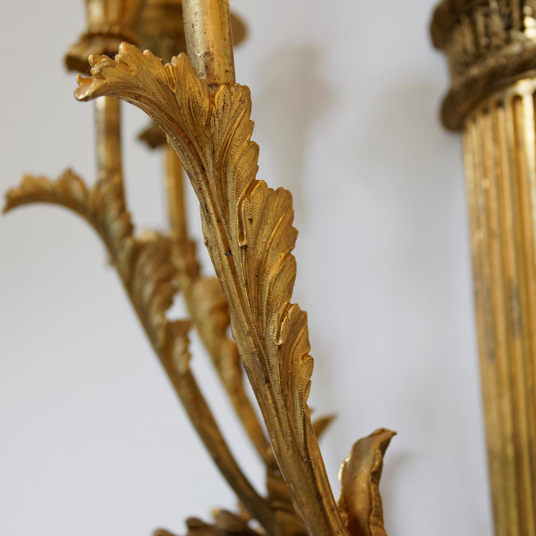 Gilt Set of Four Large French 19th Century Ormolu Wall-Lights Scones For Sale