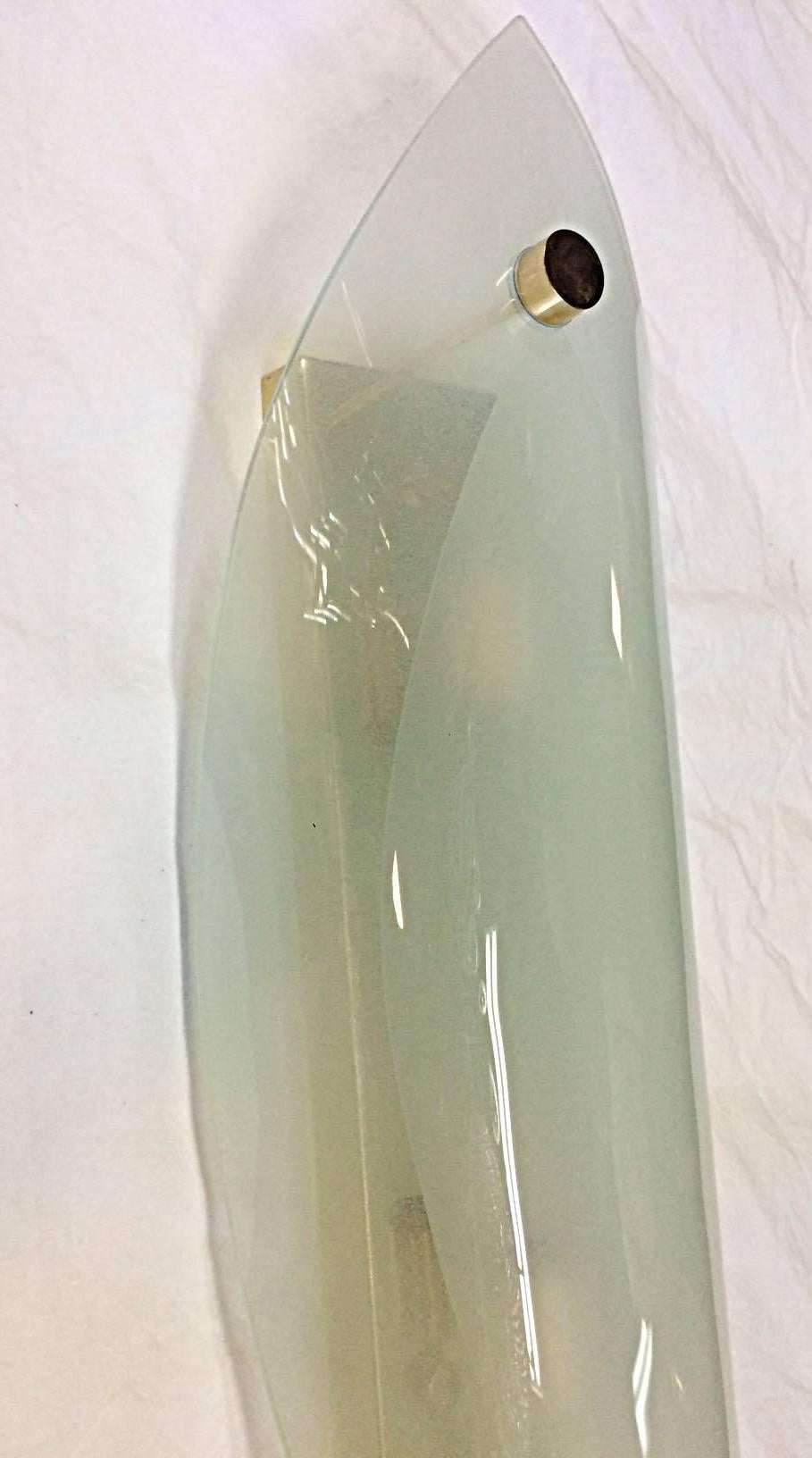 Mid-20th Century Set of Four Large Glass Moderne Sconces. Sold per pair. For Sale