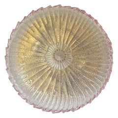 Set of Four Large Graniglia Murano Glass Flush Mounts, Italy, circa 1970s