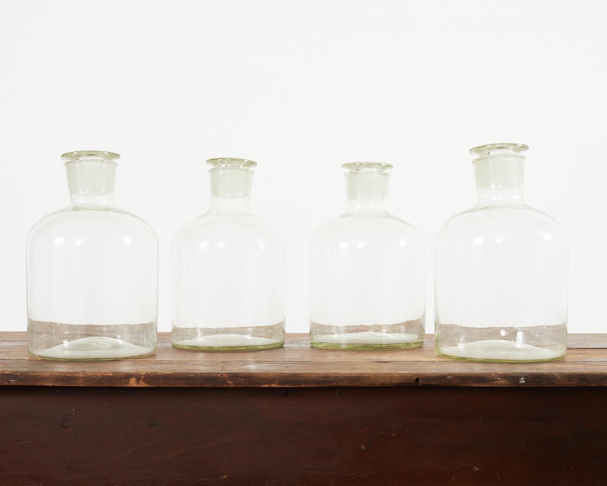Set of Four Large Hand Blown French Pharmacy Apothecary Jars For Sale 8
