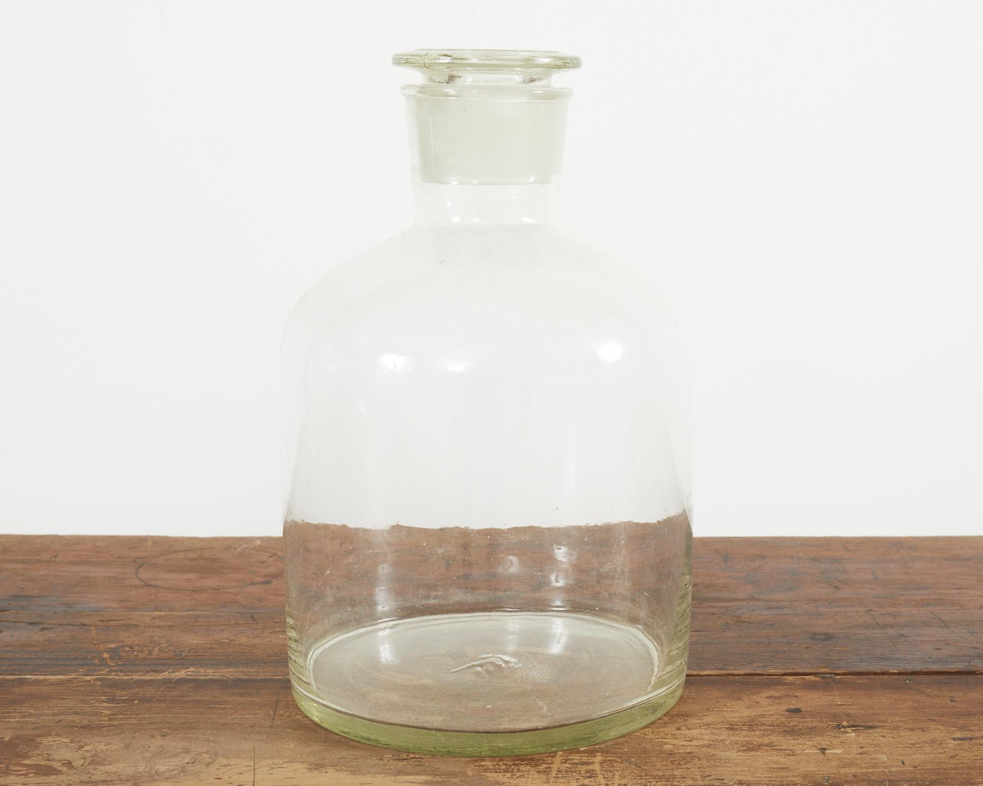 Glass Set of Four Large Hand Blown French Pharmacy Apothecary Jars For Sale