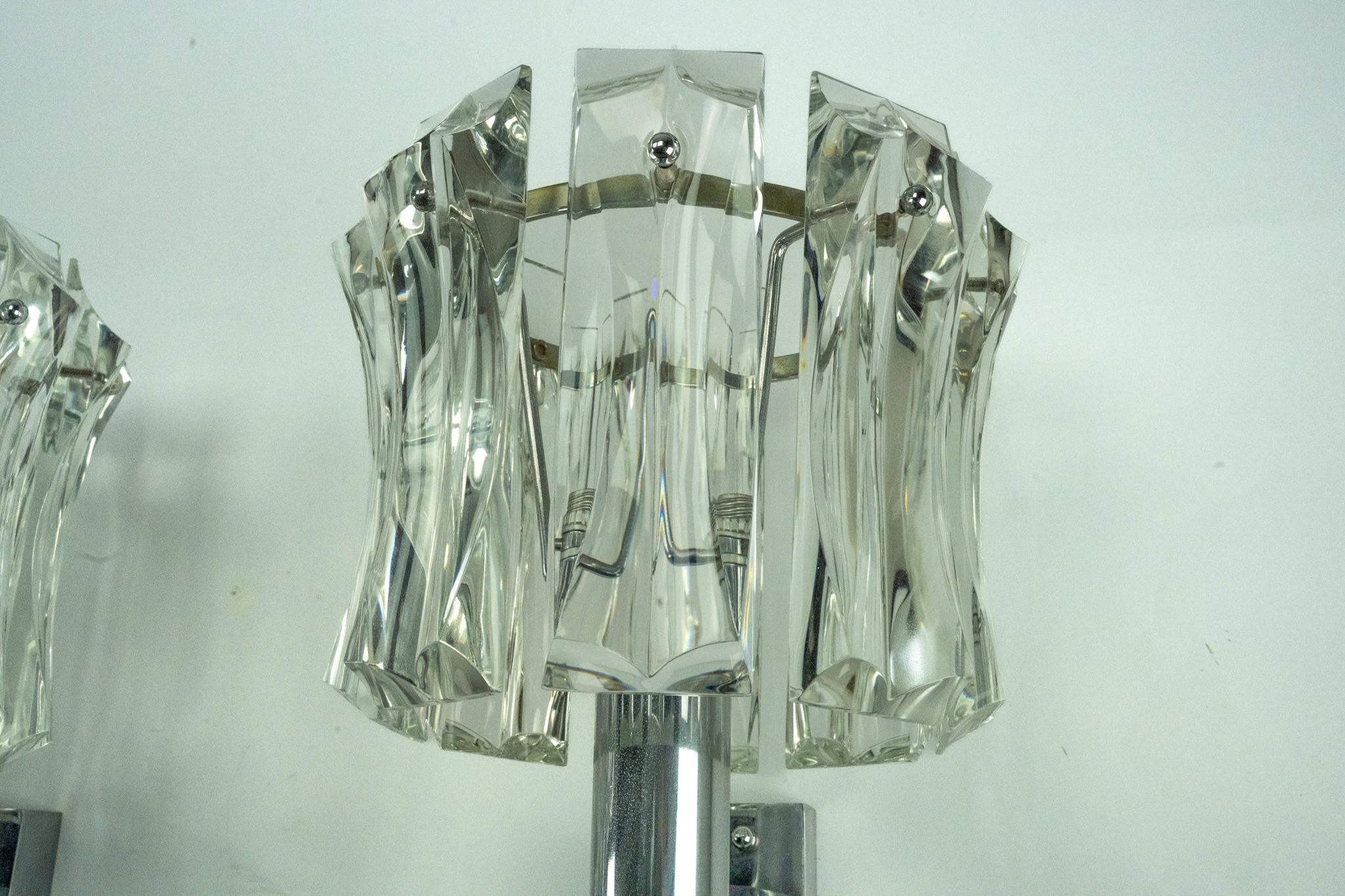 Satz von vier großen Leuchtern aus Murano-Glas und verchromtem Messing, Italien 1960er Jahre. im Angebot 6