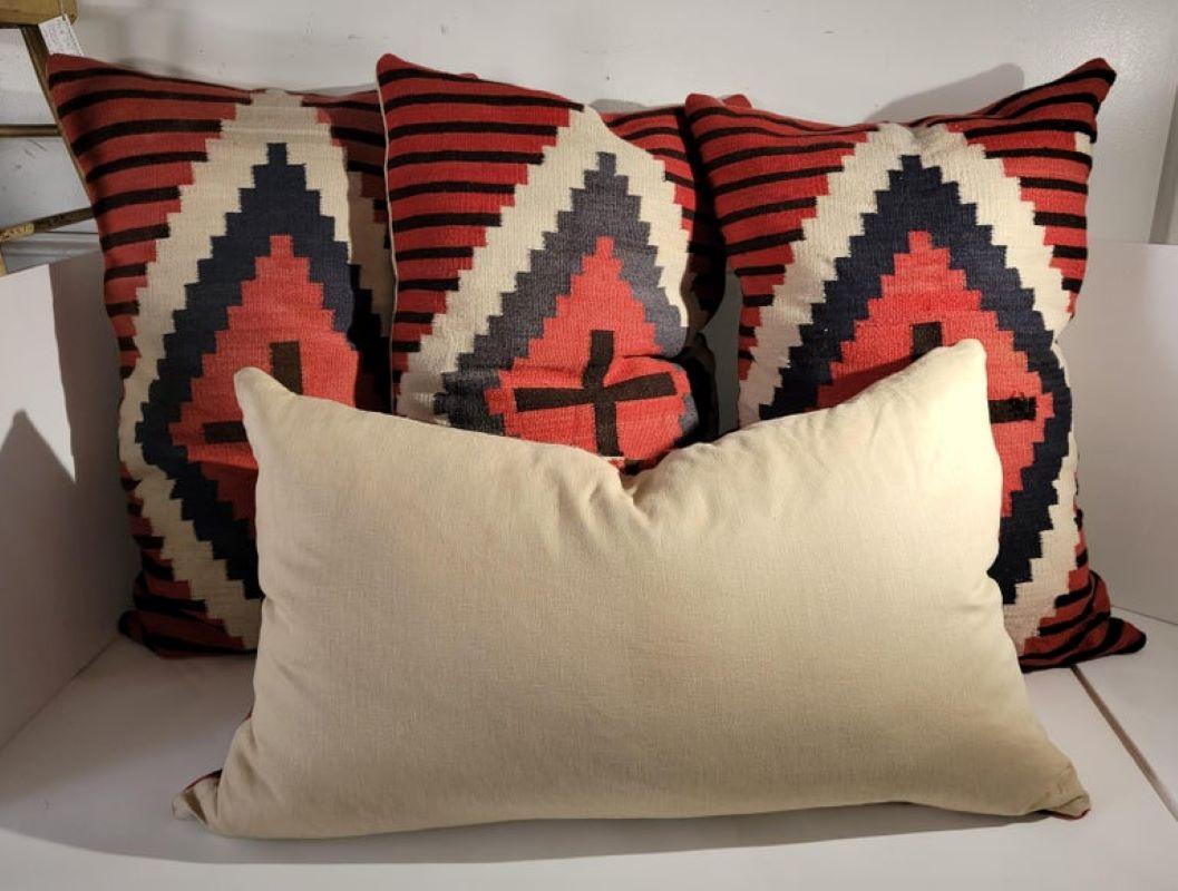 Adirondack Set of Four Large Navajo Indian Pillows with Cross Pattern For Sale