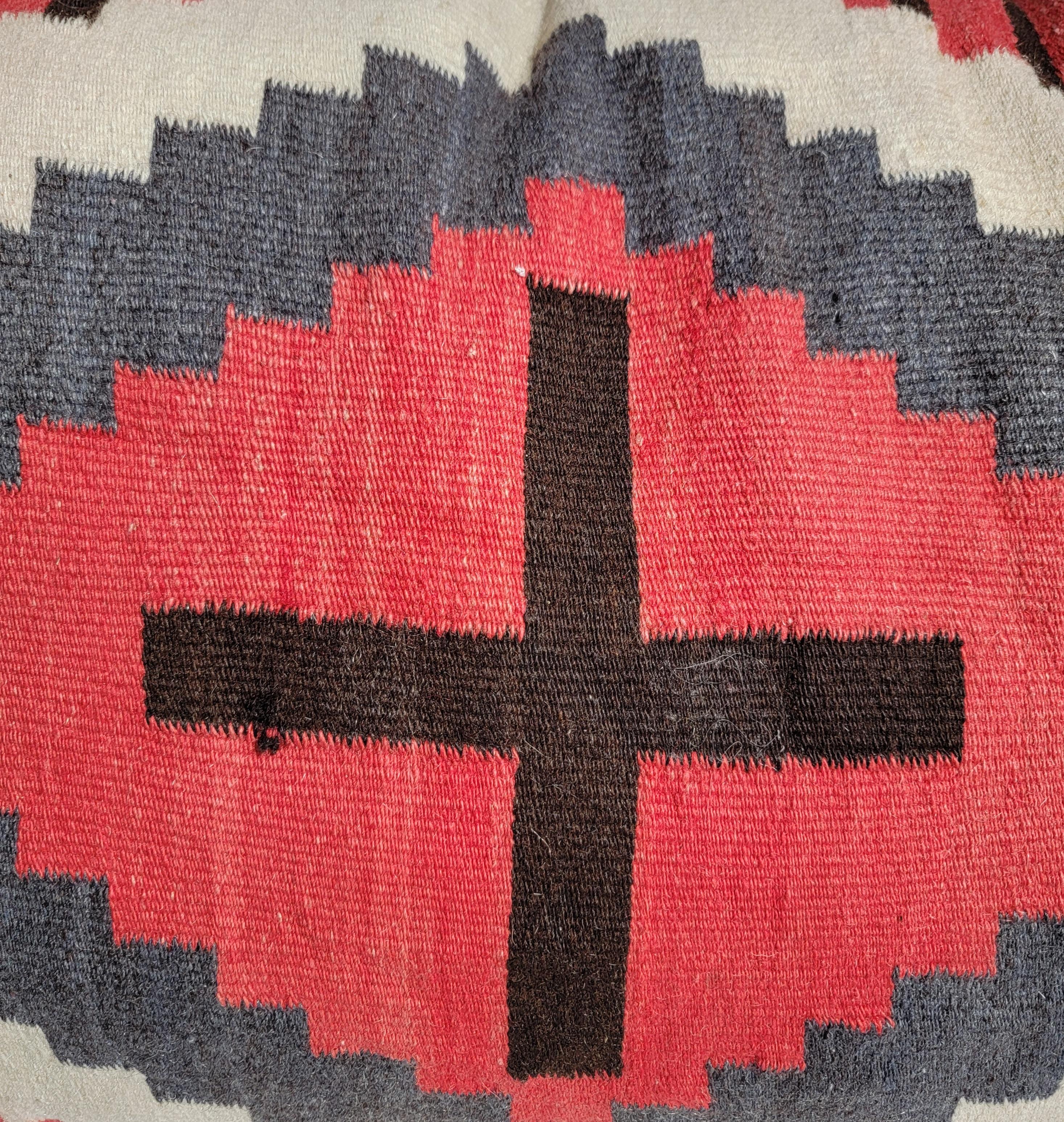 Wool Set of Four Large Navajo Indian Pillows with Cross Pattern For Sale