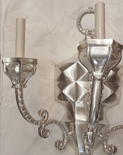 Set of Four Large Silver Plated Sconces, Sold Per Pair