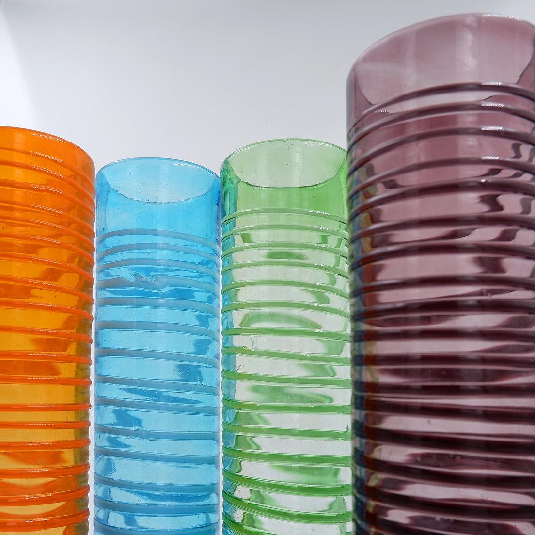Satz von vier großen Spiralvasen - Murano Glas im Angebot 1