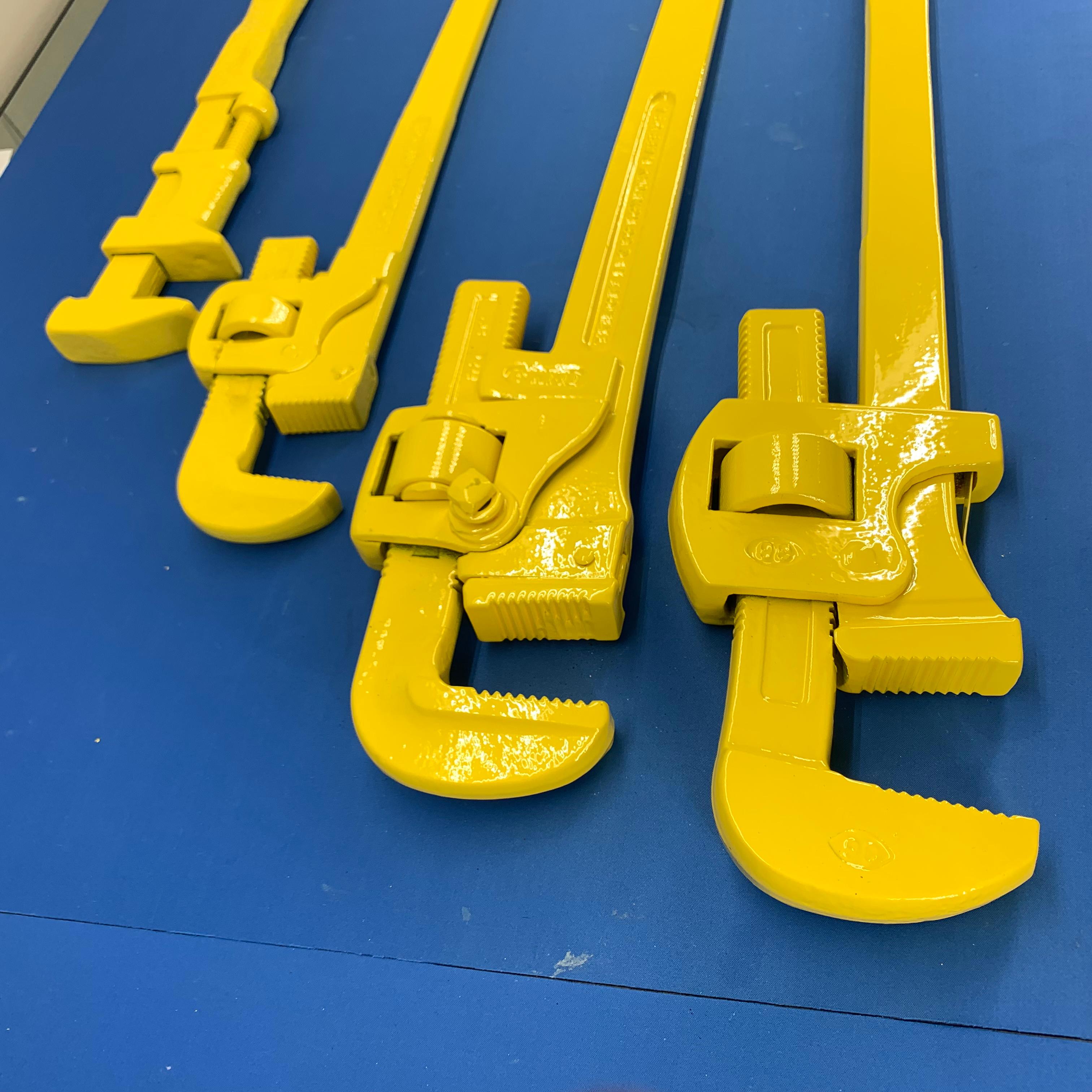 Set of Four Large Sunshine Yellow Powder-Coated Industrial Wrenches For Sale 4