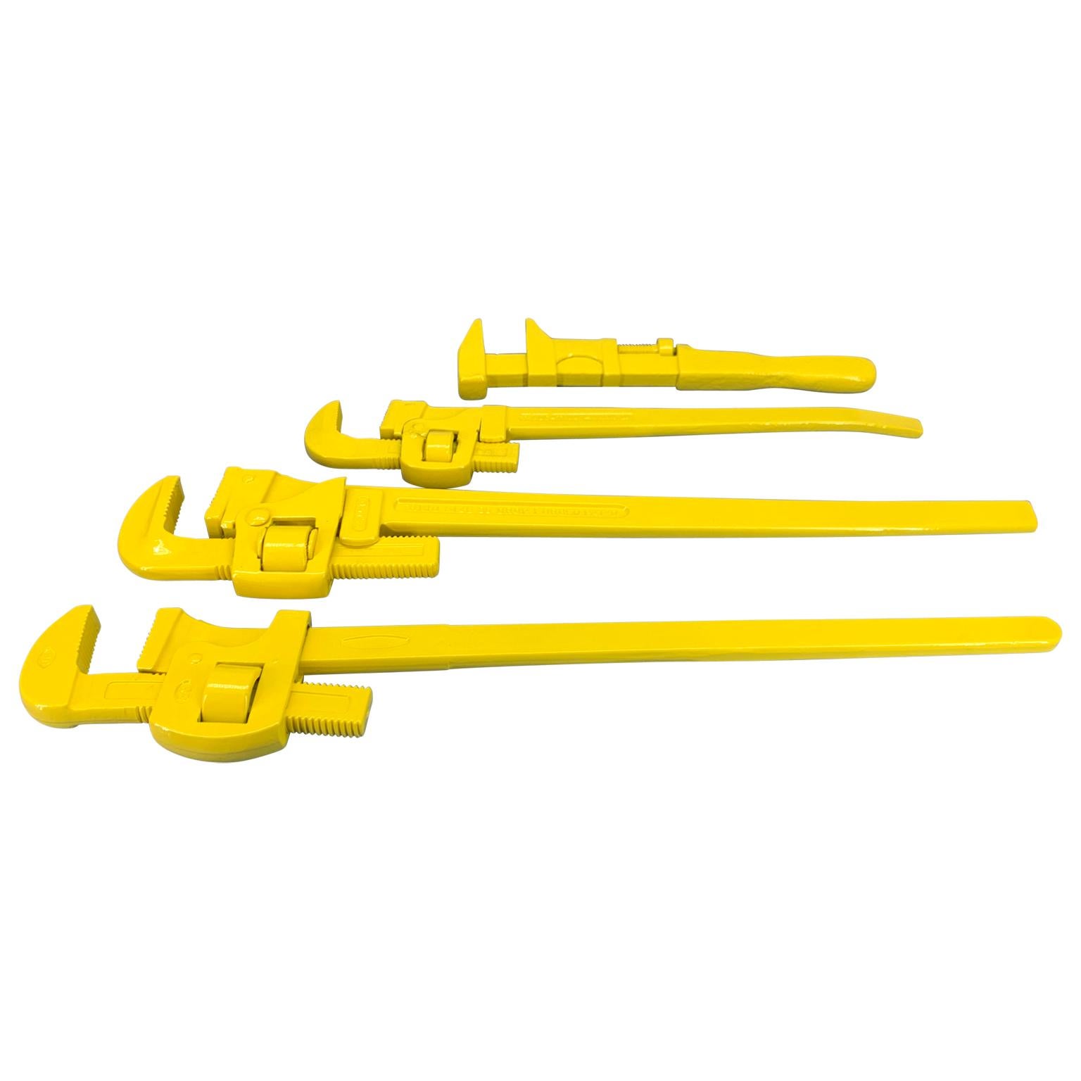 Set of Four Large Sunshine Yellow Powder-Coated Industrial Wrenches In Good Condition For Sale In Haddonfield, NJ
