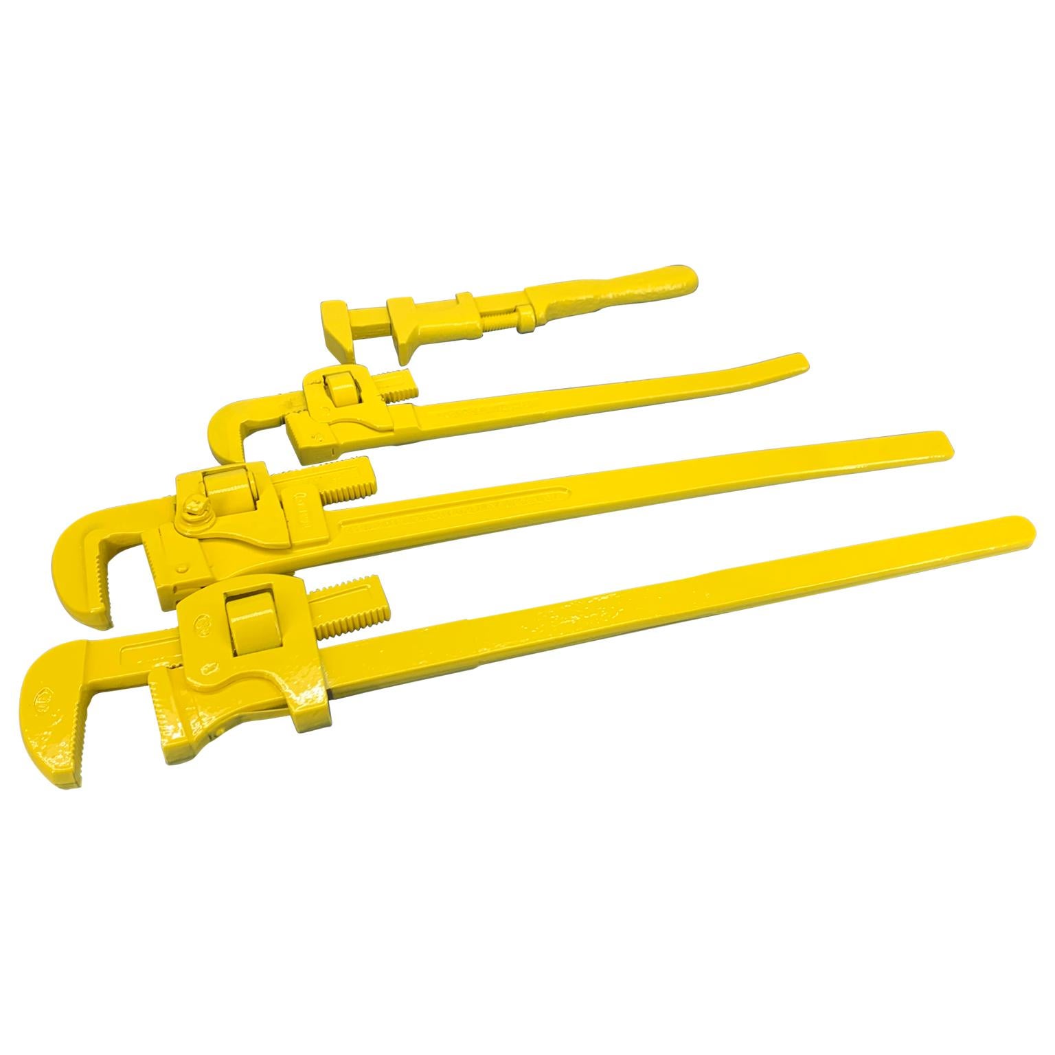 20th Century Set of Four Large Sunshine Yellow Powder-Coated Industrial Wrenches For Sale
