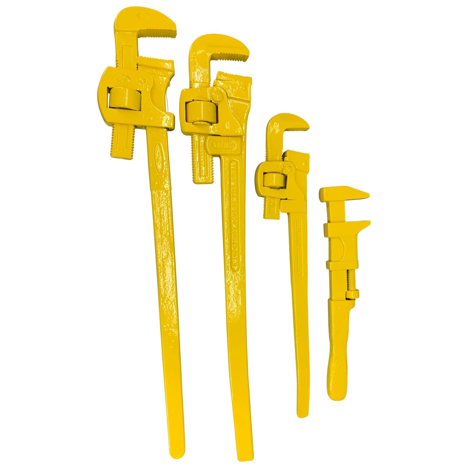 Set of Four Large Sunshine Yellow Powder-Coated Industrial Wrenches For Sale 1