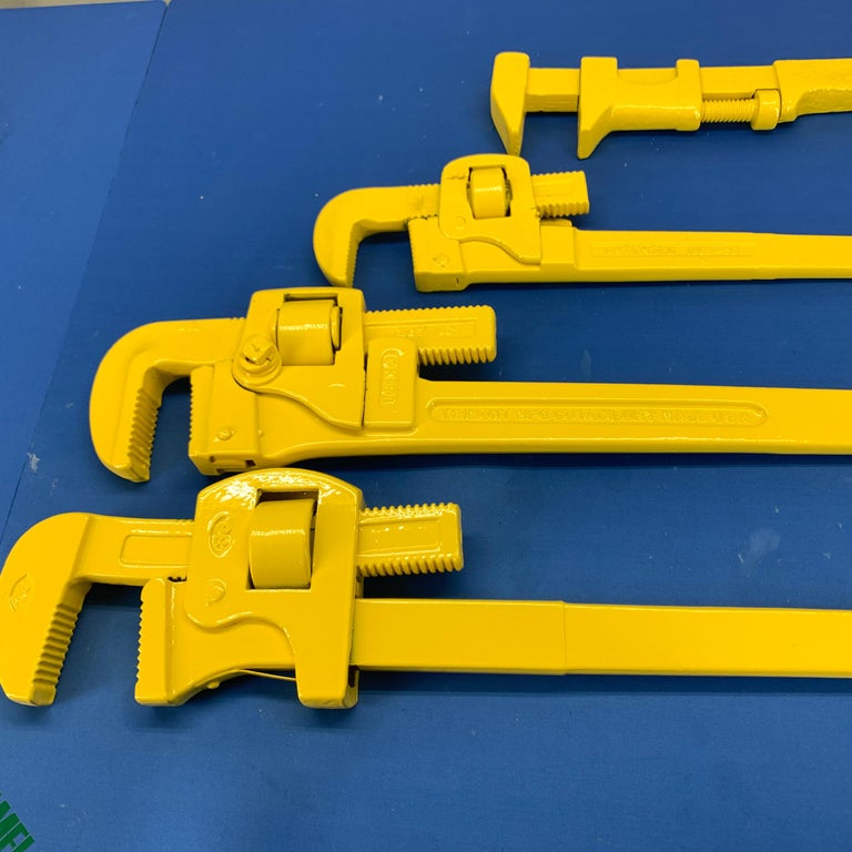 Set of Four Large Sunshine Yellow PowderCoated Industrial Wrenches For Sale at 1stDibs
