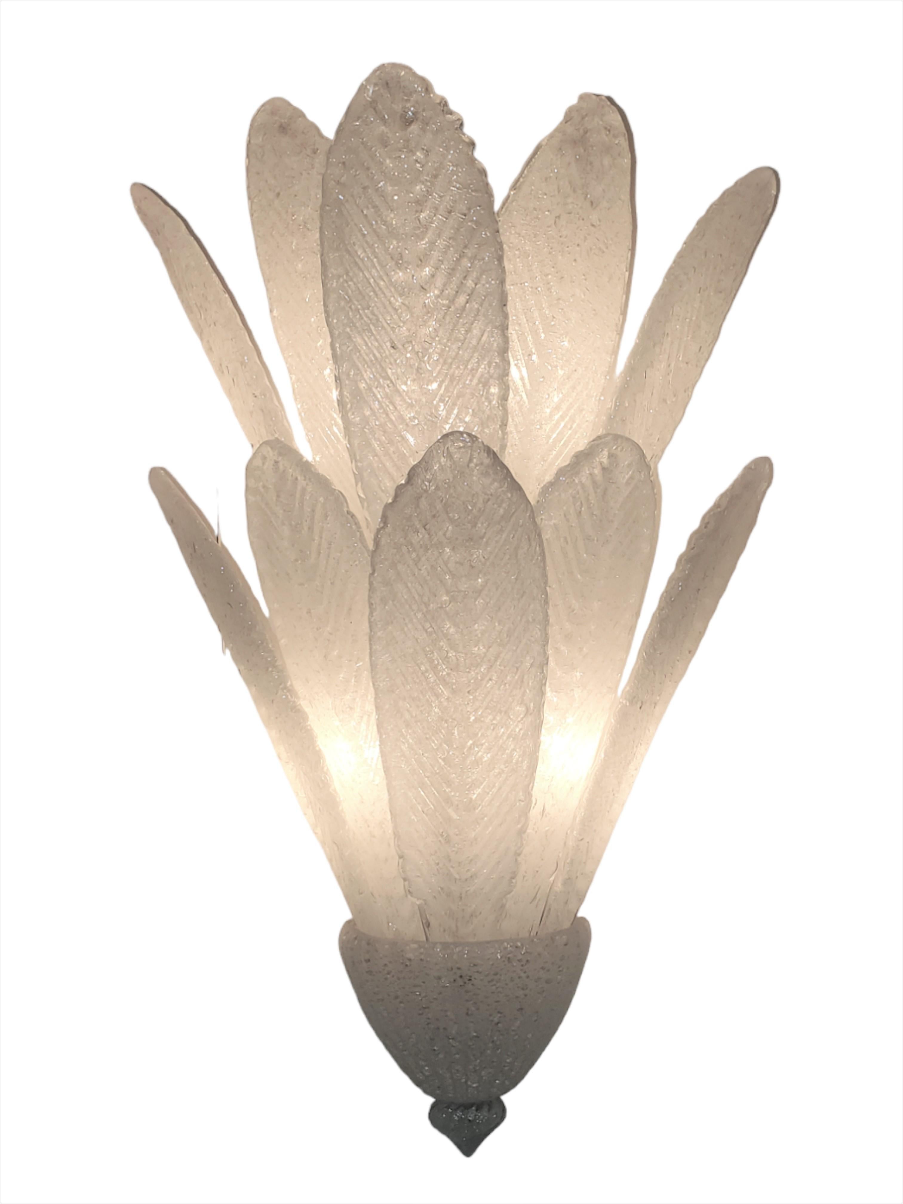 Set of four large two tier handblown Murano feather sconces by Barovier et Toso  For Sale 9