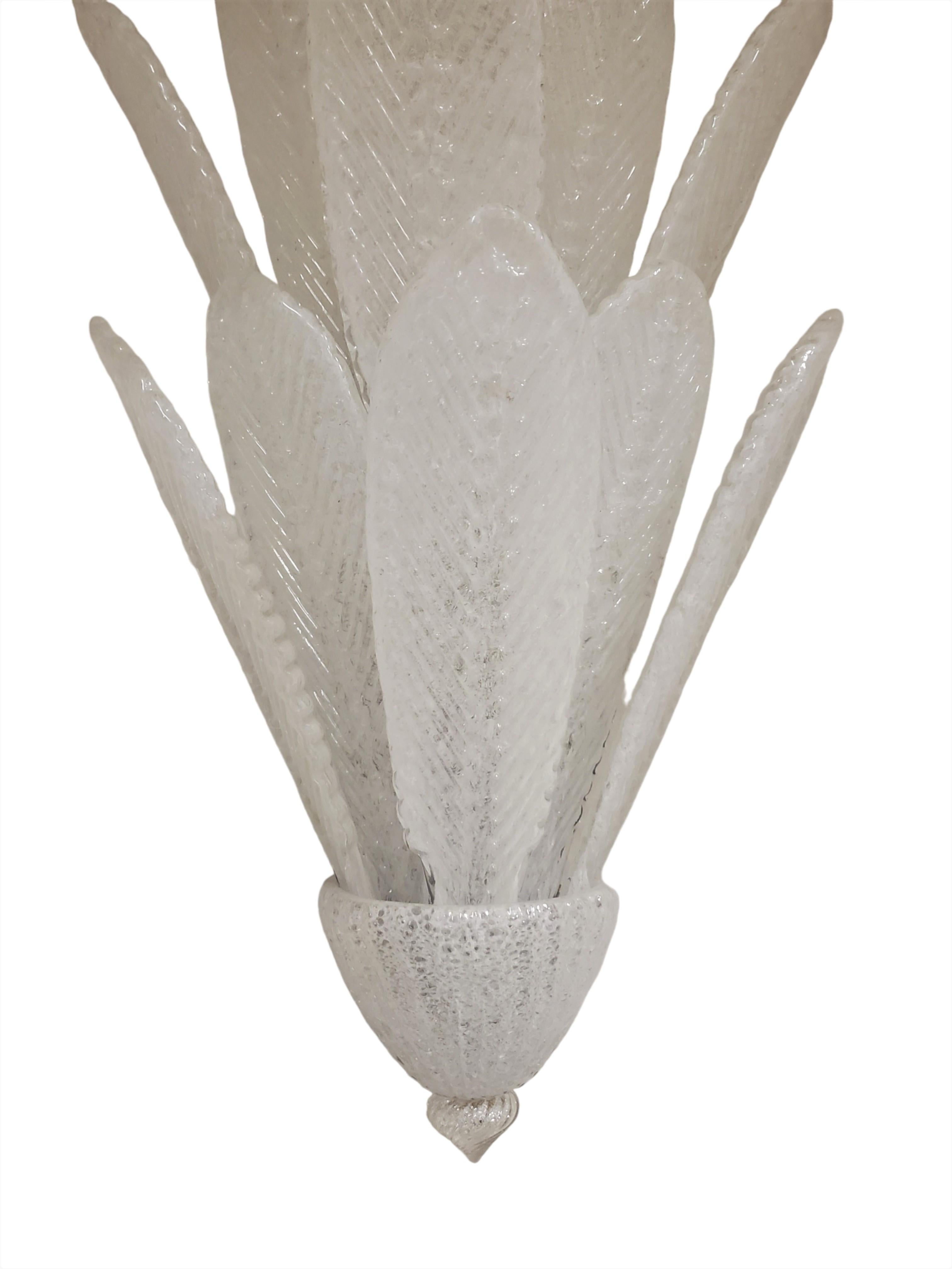 Set di quattro grandi applique a due livelli in piume di Murano soffiate a mano di Barovier&Toso in vendita 12