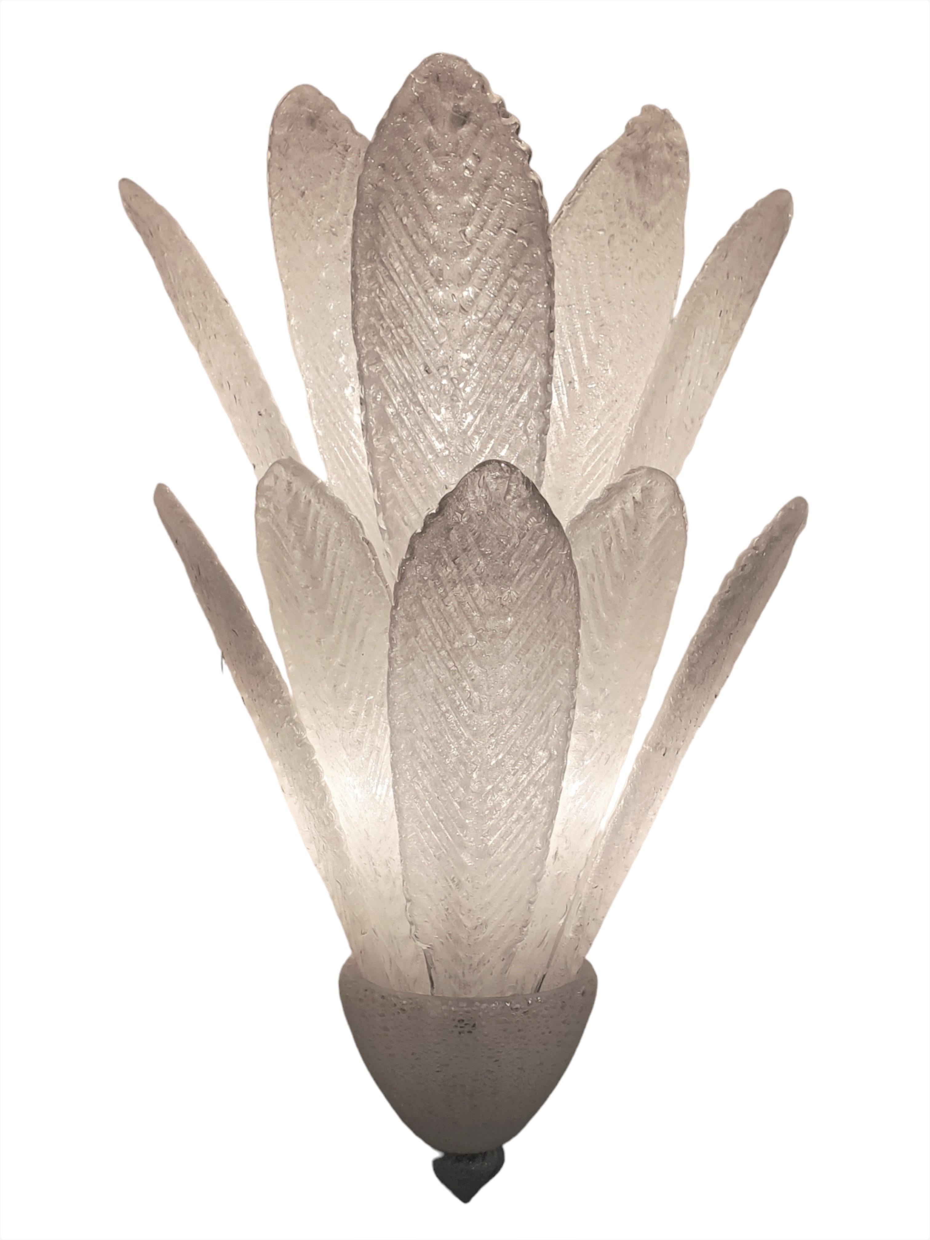 Blown Glass Set of four large two tier handblown Murano feather sconces by Barovier et Toso  For Sale