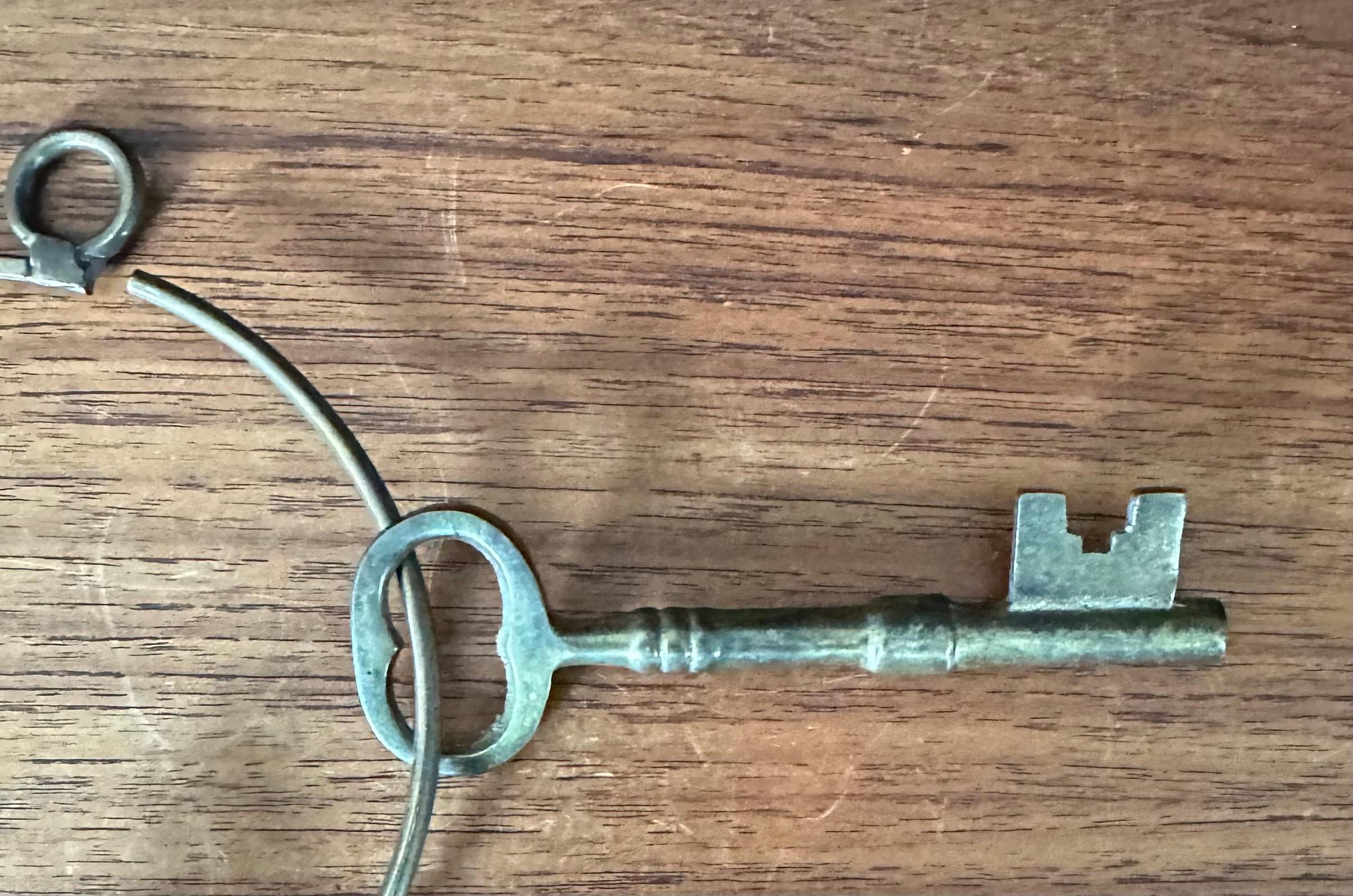 20th Century Set of Four Large Vintage Skeleton Keys on a Ring For Sale