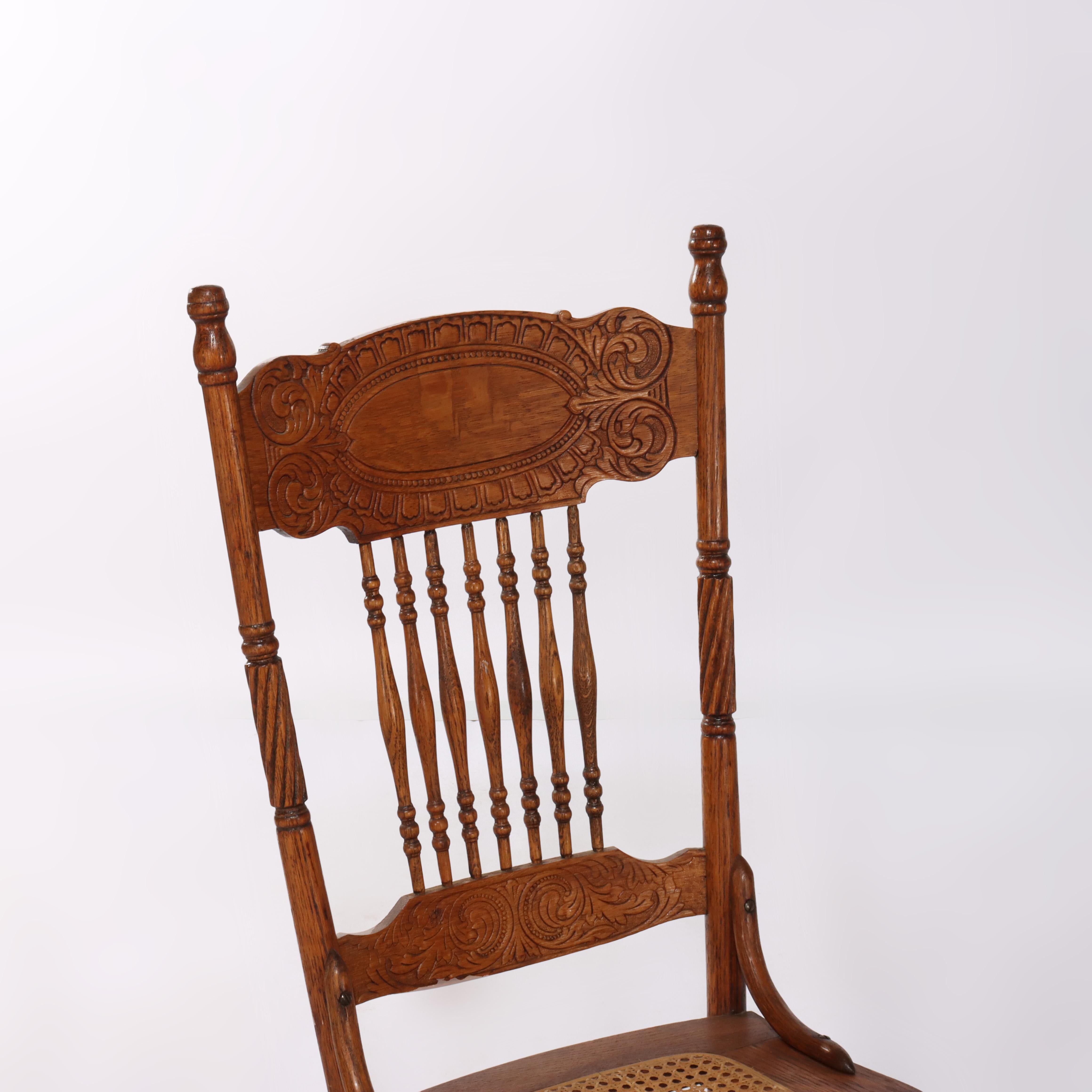 Set of Four Larkin No. 1 Oak Pressed Back Chairs C1920 en vente 5