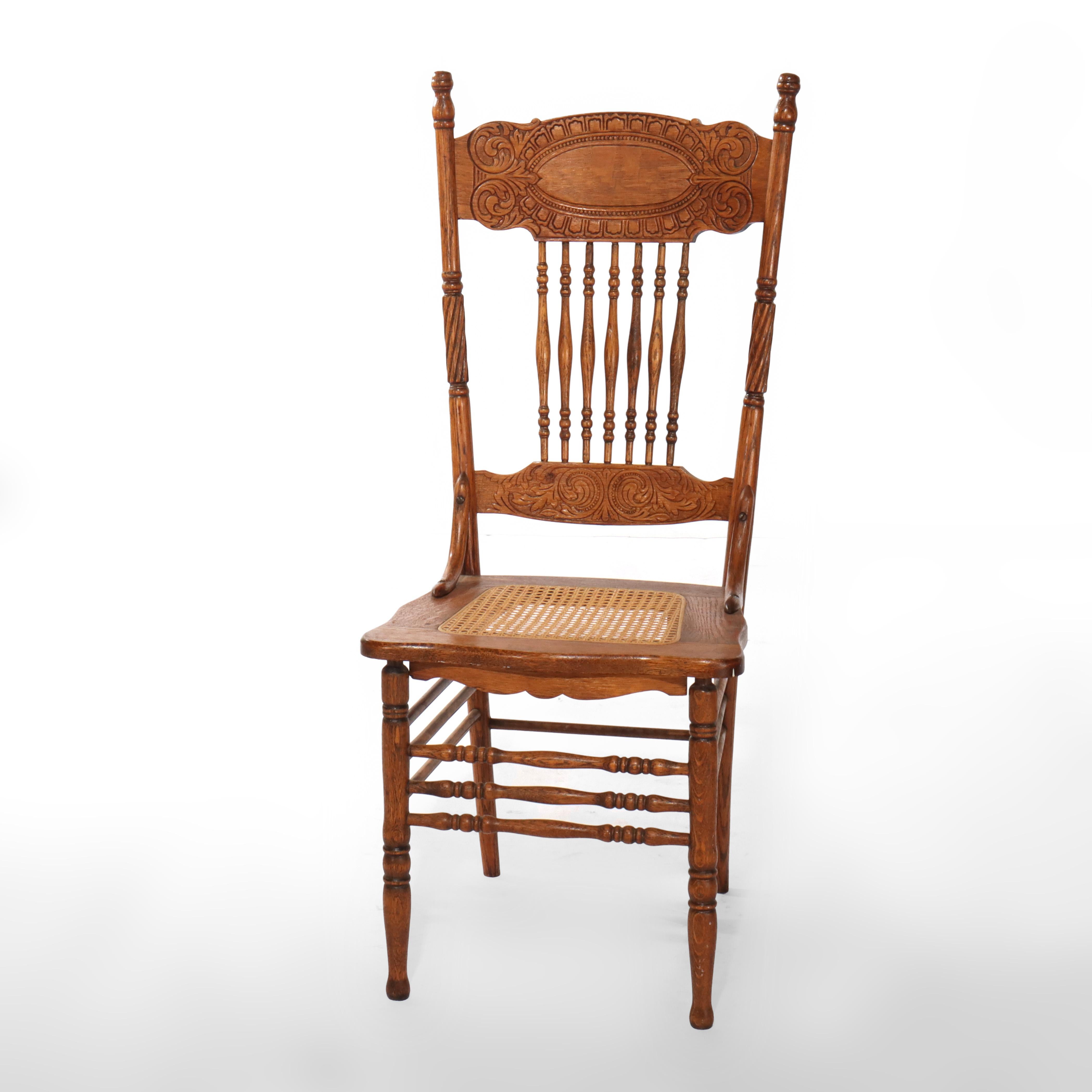 20ième siècle Set of Four Larkin No. 1 Oak Pressed Back Chairs C1920 en vente