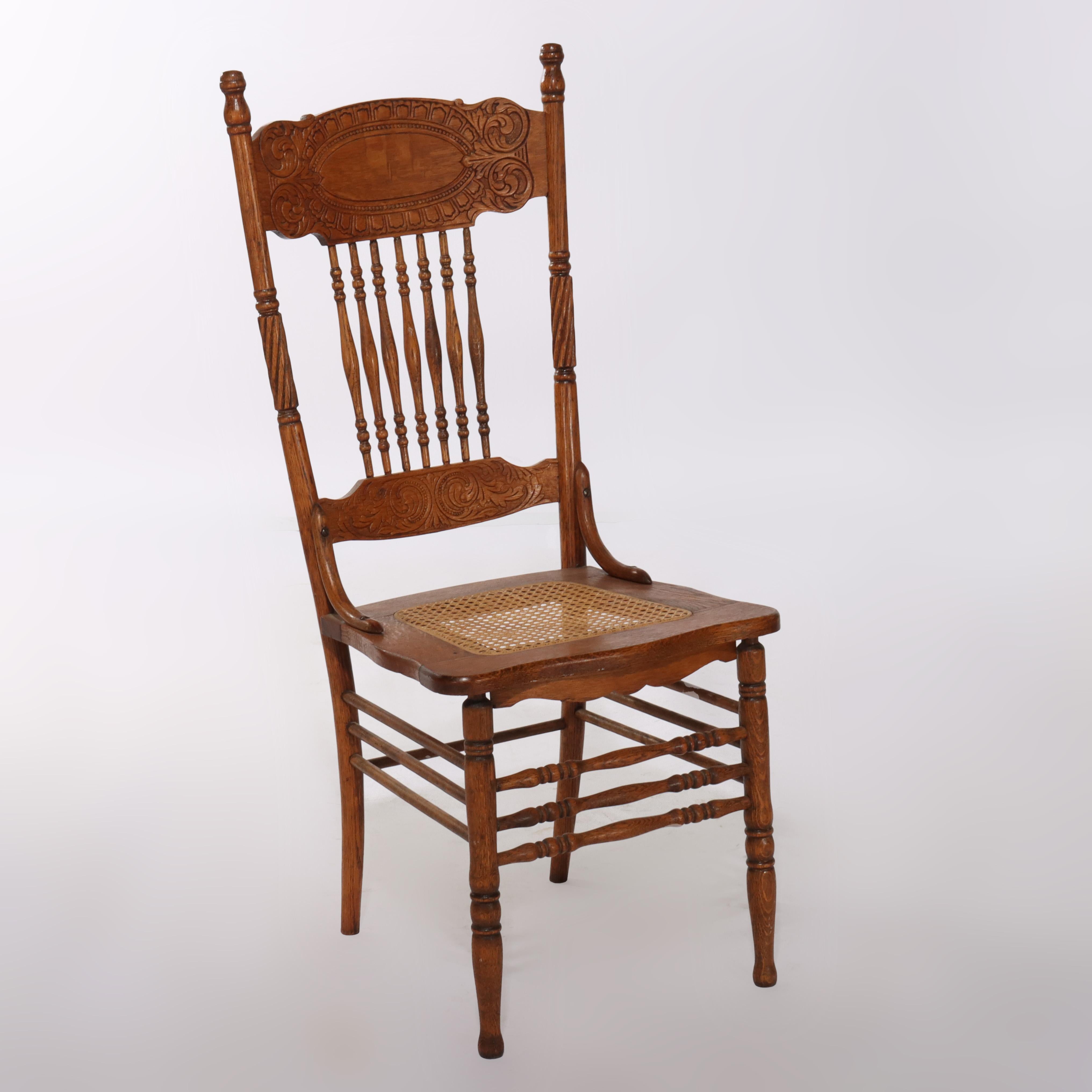 Set of Four Larkin No. 1 Oak Pressed Back Chairs C1920 en vente 4