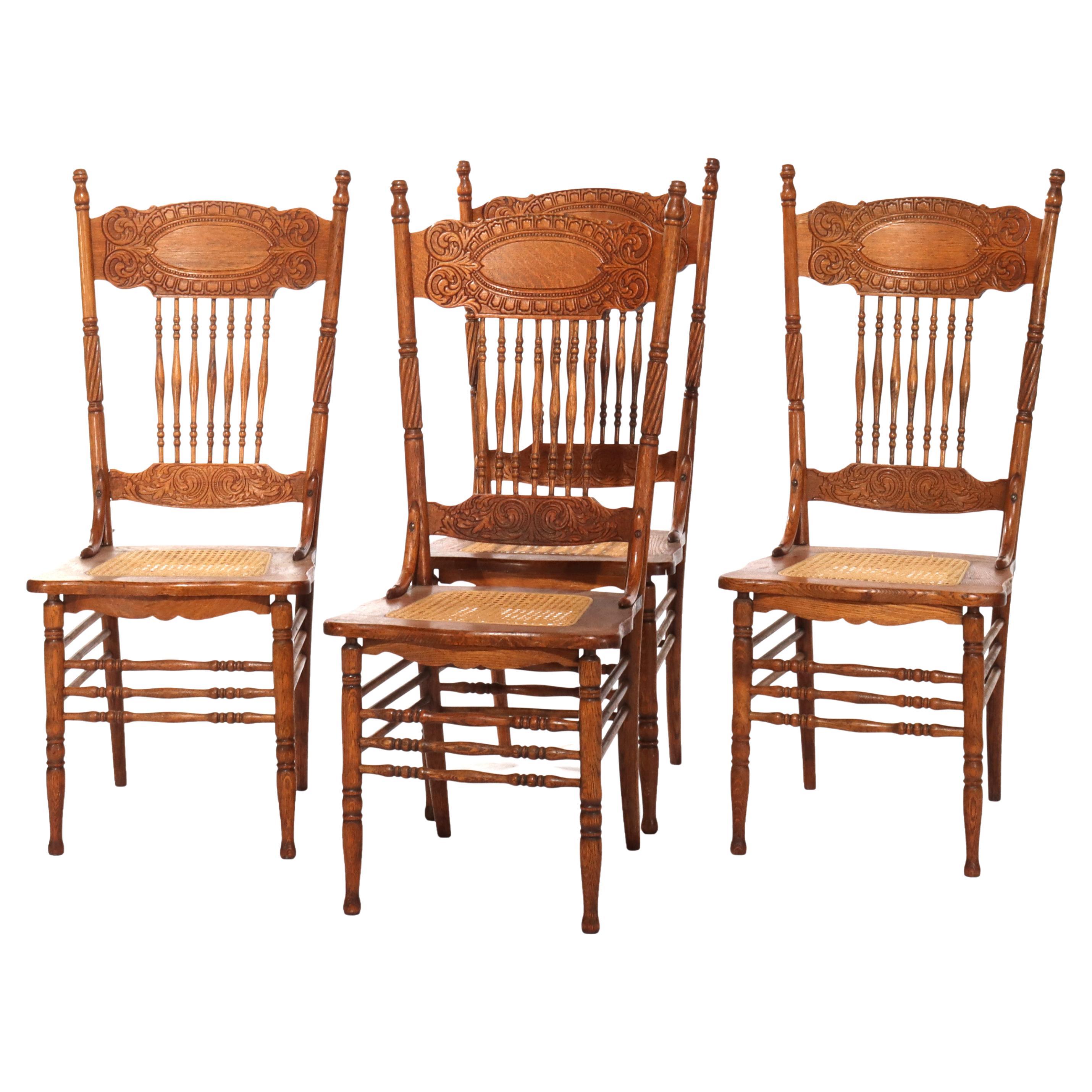 Set of Four Larkin No. 1 Oak Pressed Back Chairs C1920