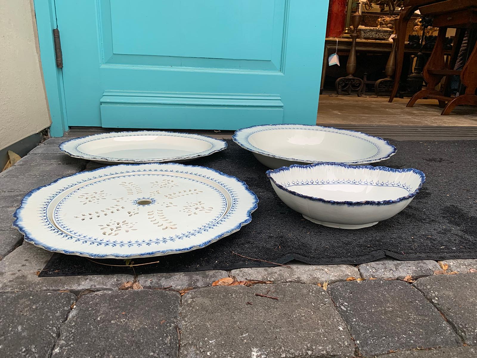 Set of Four Late 18th Century Wedgwood Pearlware, Mared Pattern, Marks 10