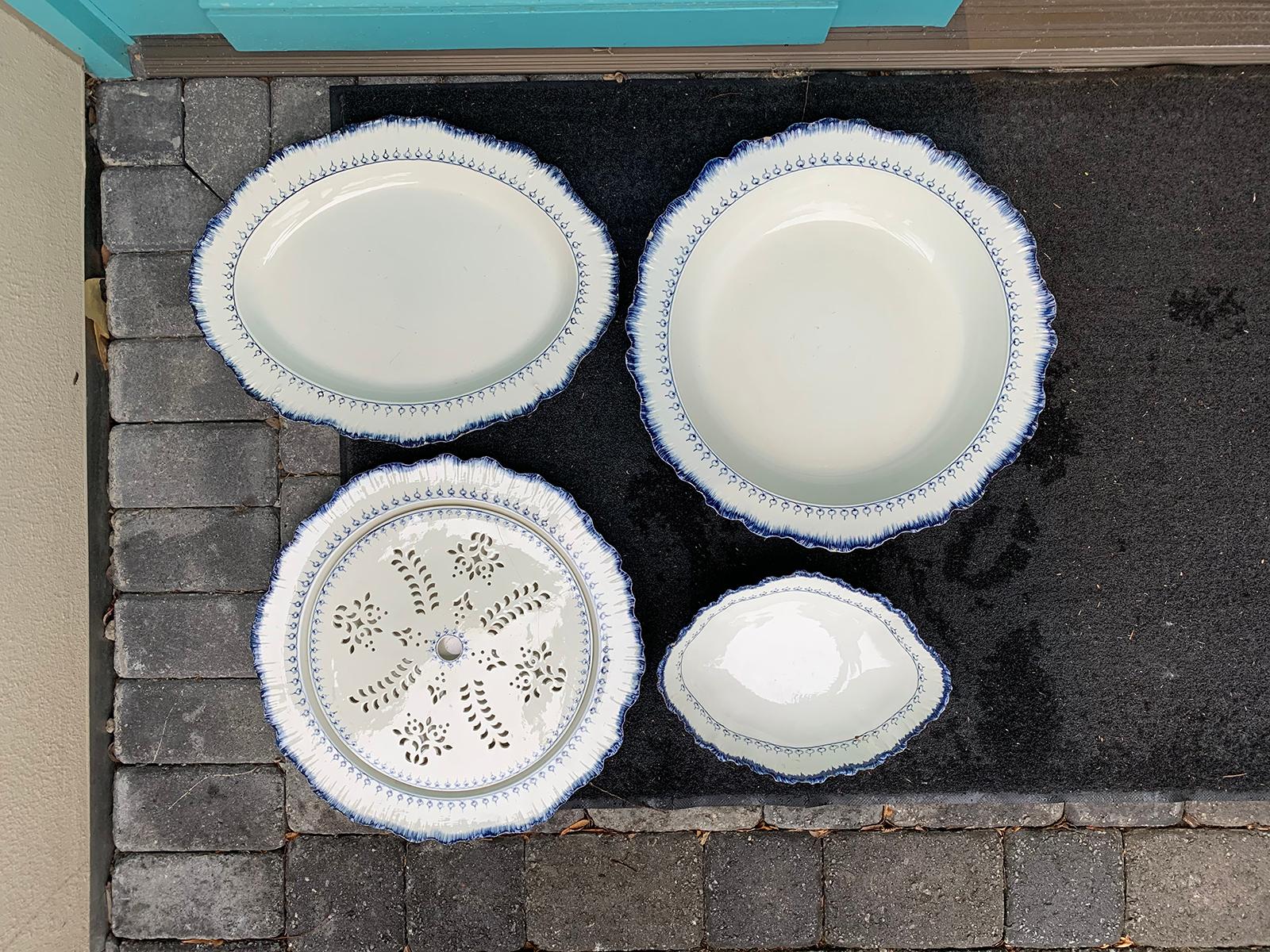 English Set of Four Late 18th Century Wedgwood Pearlware, Mared Pattern, Marks