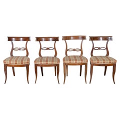 Set of Four Late 18th–Early 19th Century Tuscan Walnut Directoire Chairs