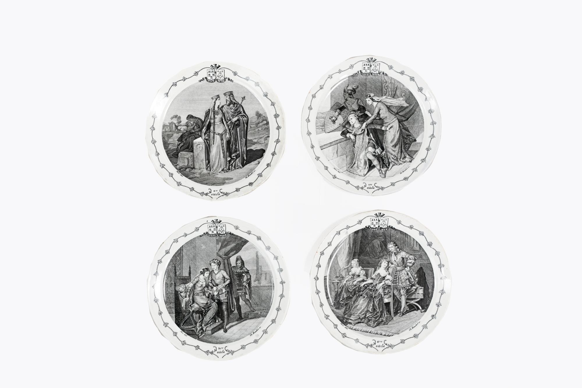Set of Four Late 19th Century French Creil et Montereau Side Plates