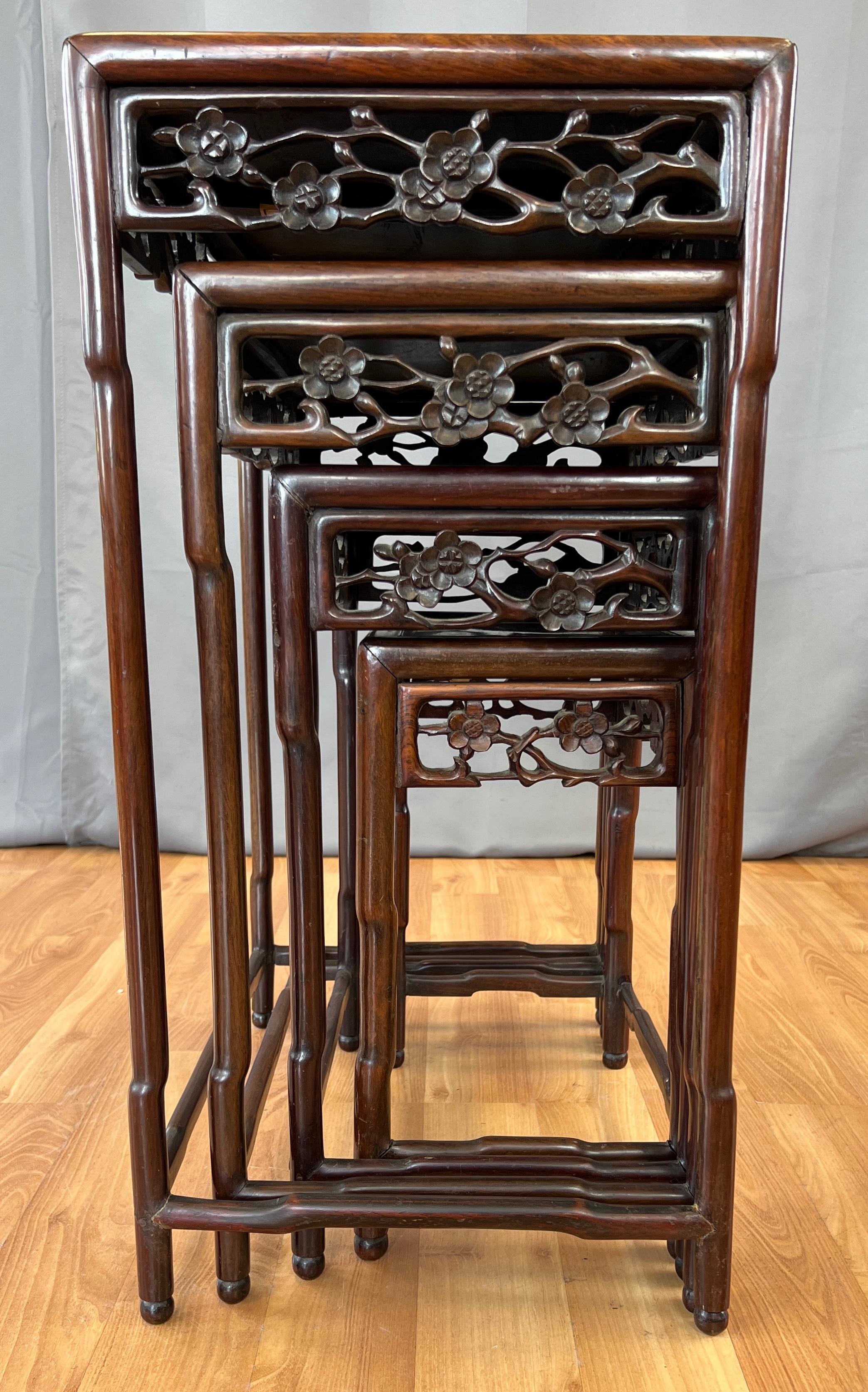 Set of Four Late 19th or Early 20th Century Chinese Nesting Tables of Zitan Wood For Sale 6